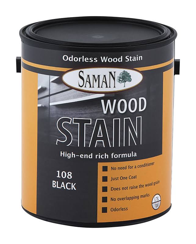 Saman 1900927 Solid Black Water-Based Wood Stain 1 Gal - Pack of 2