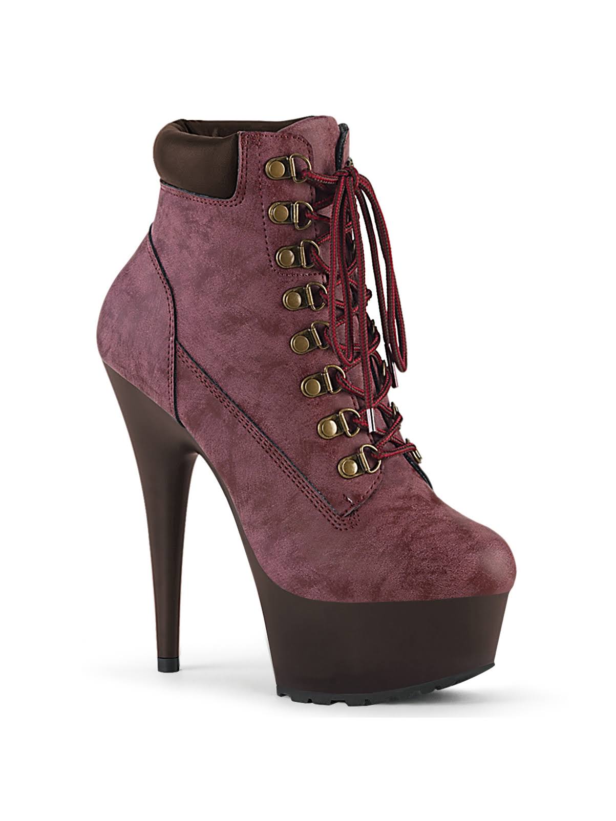 DELIGHT-600TL-02, 6x22 Heel, 1 3/4x22 Platform Lace - Burgundy 8