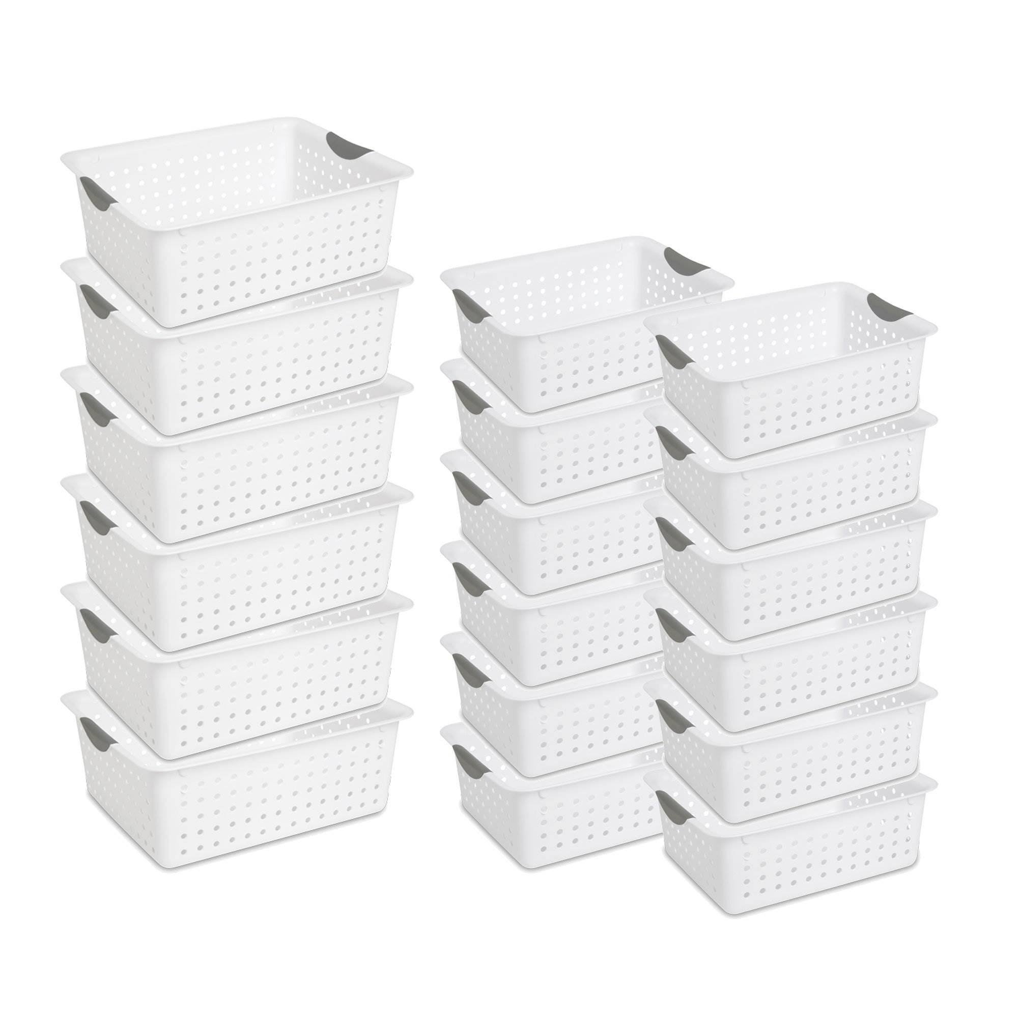 Sterilite Large Ultra Storage Bin Basket 6 Pack + Medium Organizers 12 Pack