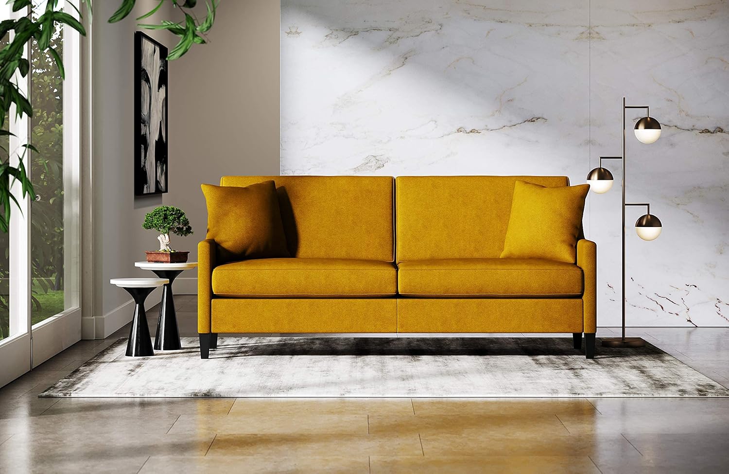 Modern Loveseat with Teal Water cleanable Velvet Aquaclean Fabric Peacock