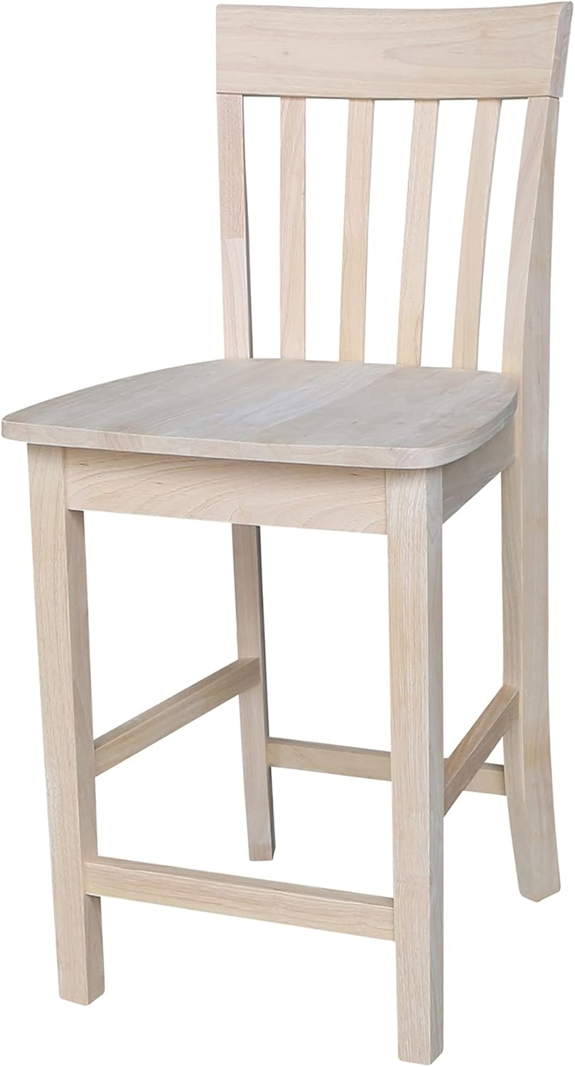 International Concepts Slat Back Stool, 24-Inch SH, Unfinished