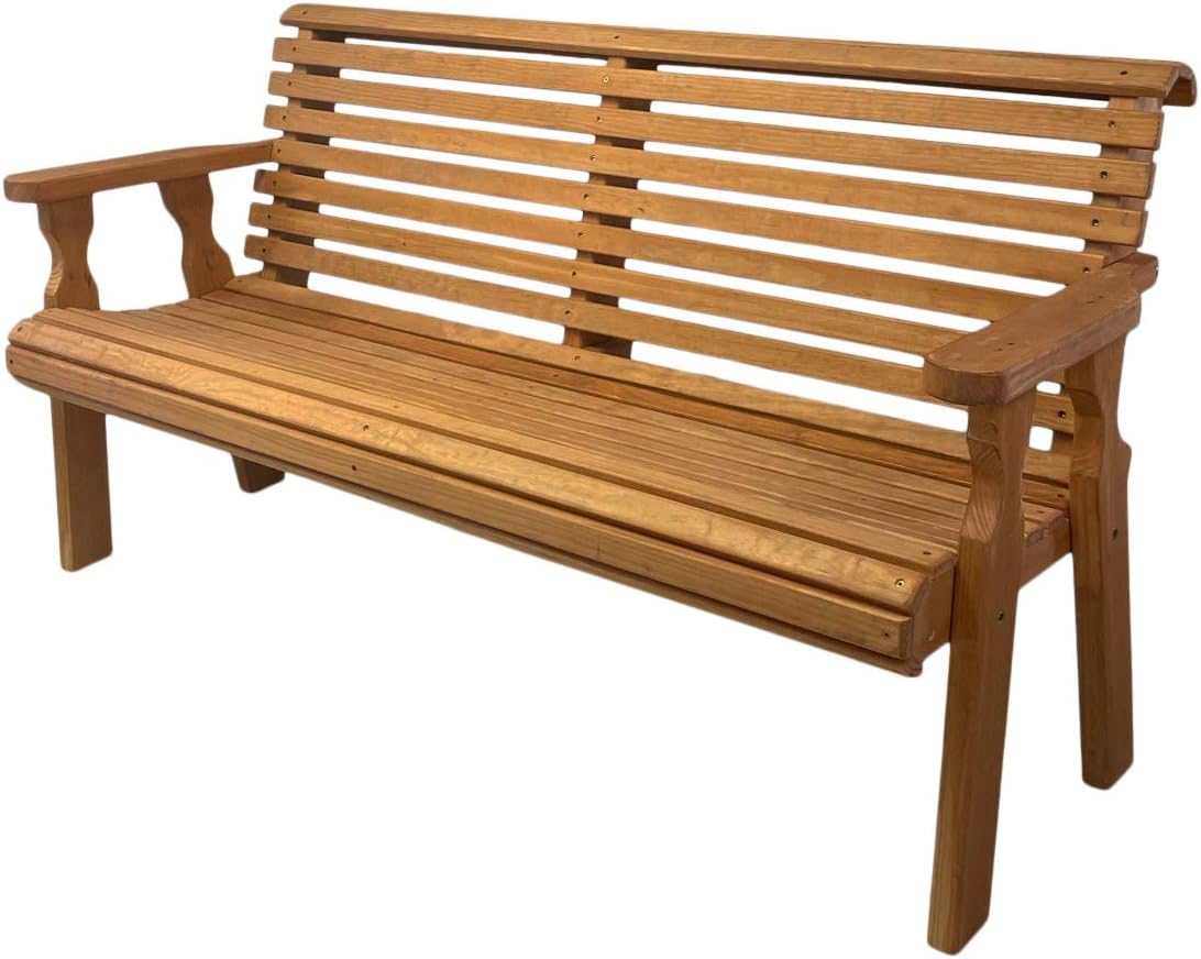 CAF Amish Heavy Duty 800 Lb Roll Back Pressure Treated Garden Bench (4 Foot, Unfinished)