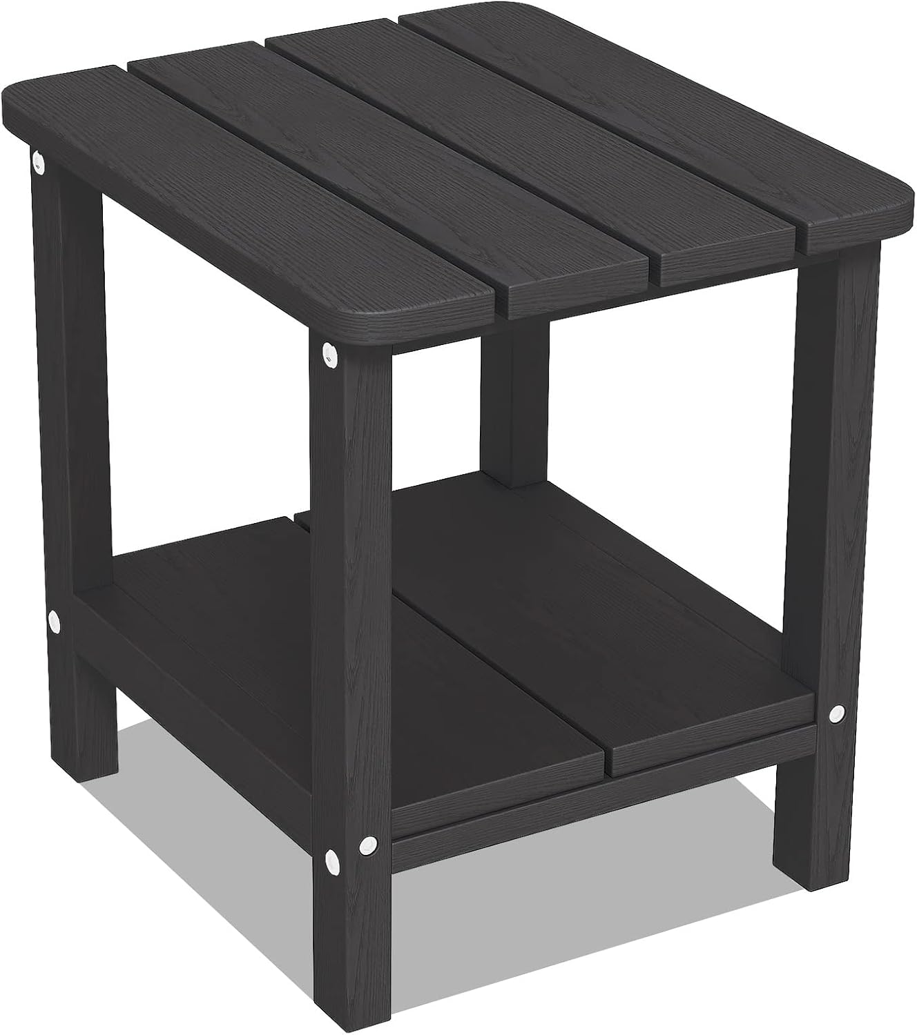 HOMREST Outdoor Side Table, Double Adirondack Rectangular End Table, Poly Lumber Outdoor Side Tables for Patio, Backyard,Pool, Indoor Outdoor Companion