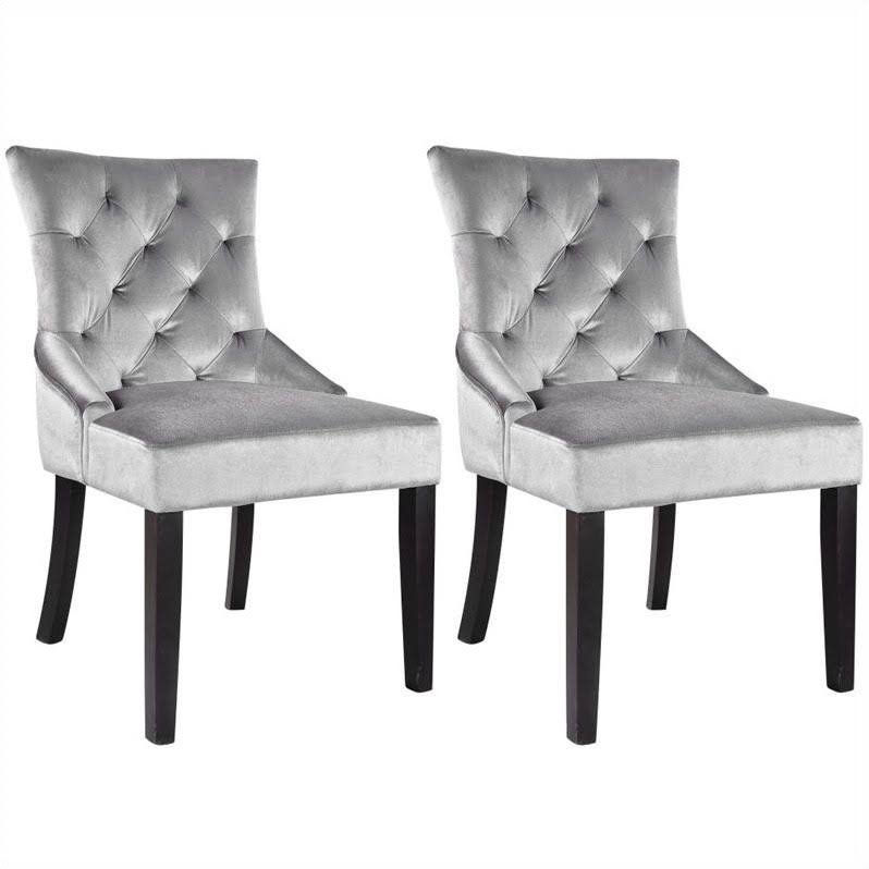 Atlin Designs Tufted Accent Chair in Gray (Set of 2)