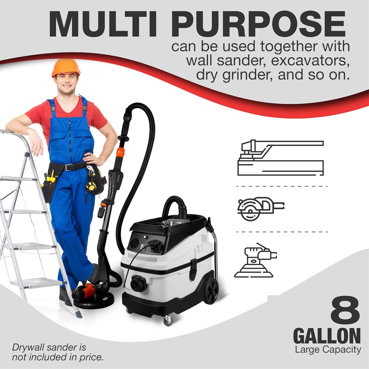 PTS Wet Dry Blow Vacuum 3 in 1 Shop Vacuum Cleaner with More Than 18KPA Powerful Suction Great for Garage, Home, Workshop, Hard Floor and Pet Hair 8 Gallon Large Capacity 6 Peak Hp 1200W