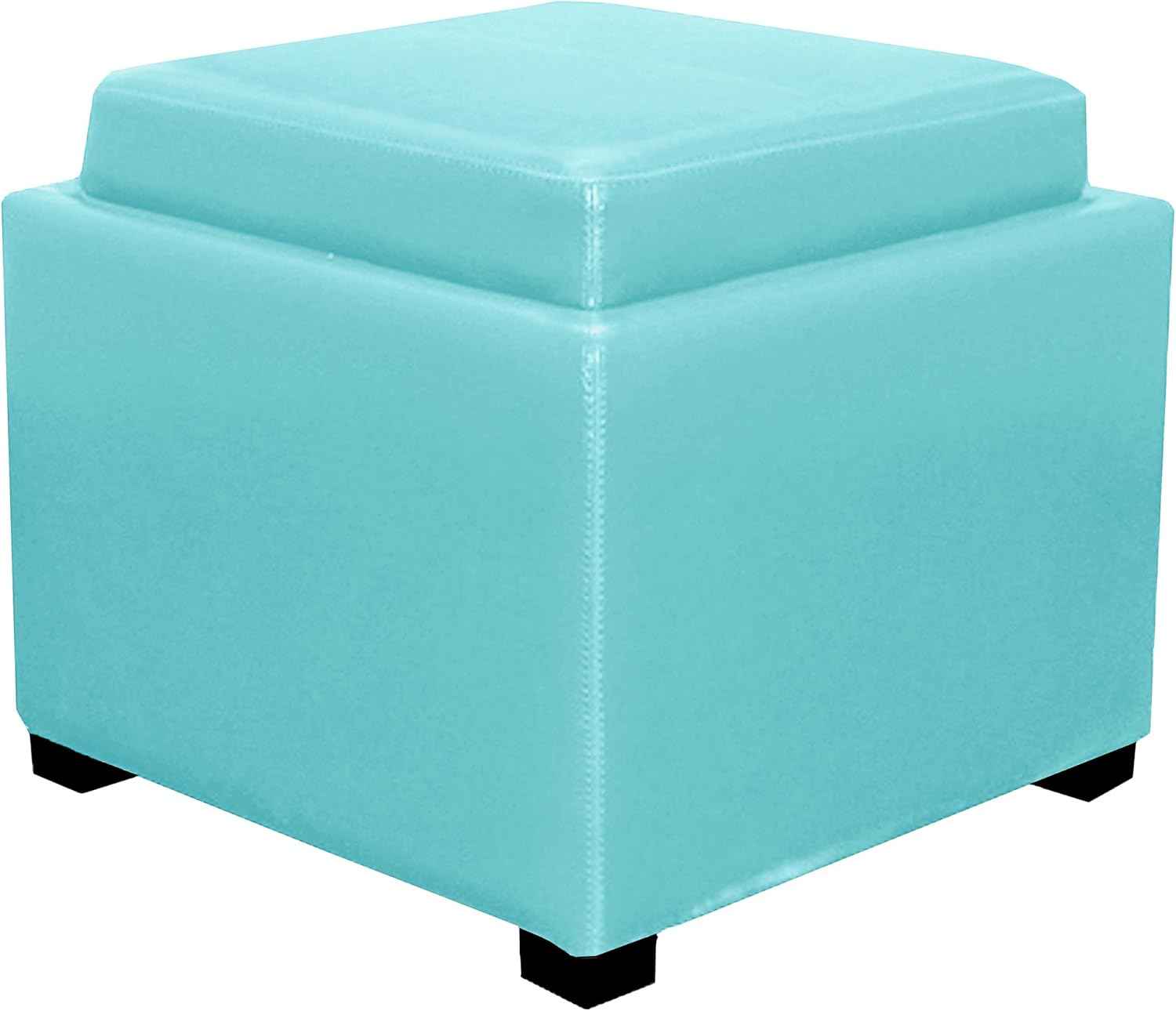 New Pacific Direct Cameron Square Leather Storage Ottoman Furniture, Brown