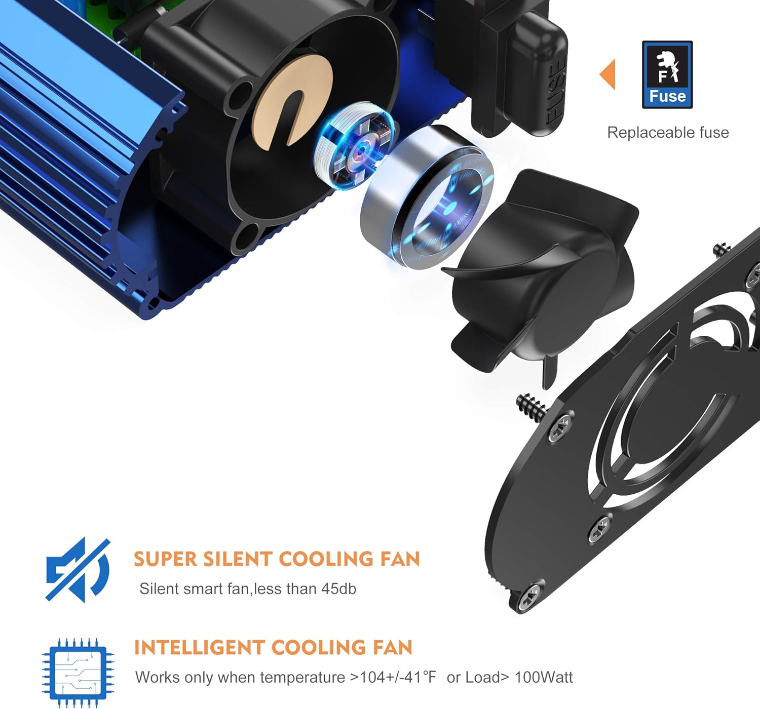 300W Pure Sine Wave Power Inverter for Car Truck RV Adapter DC 12V to AC 110V 120V with 2x2.4A Dual USB Port & AC Outlets by VOLTWORKS