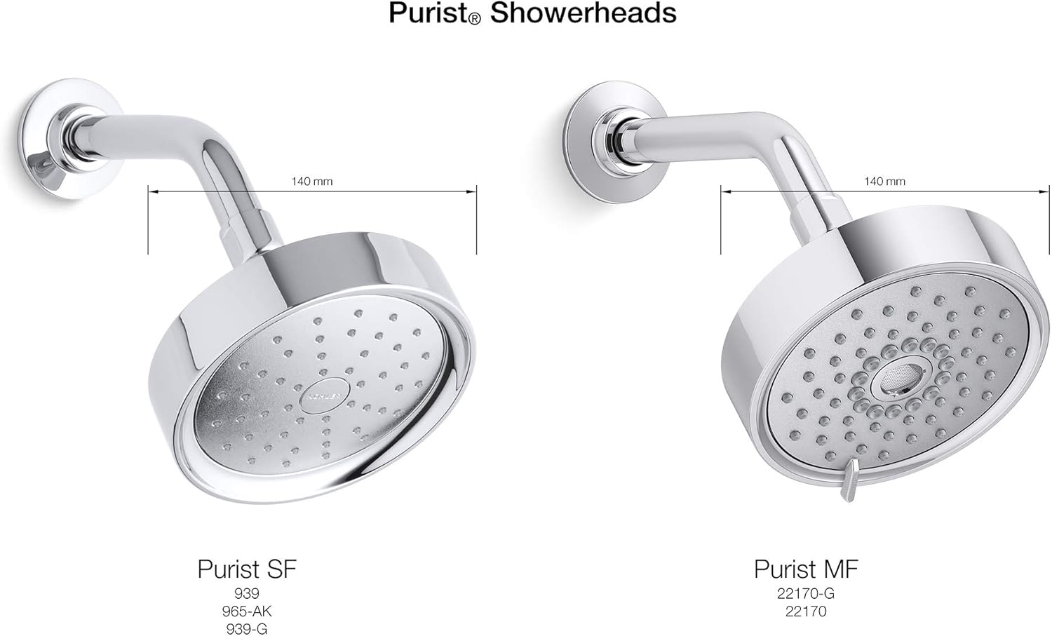 Kohler K-22170-BL Purist Showerhead, Matte Black