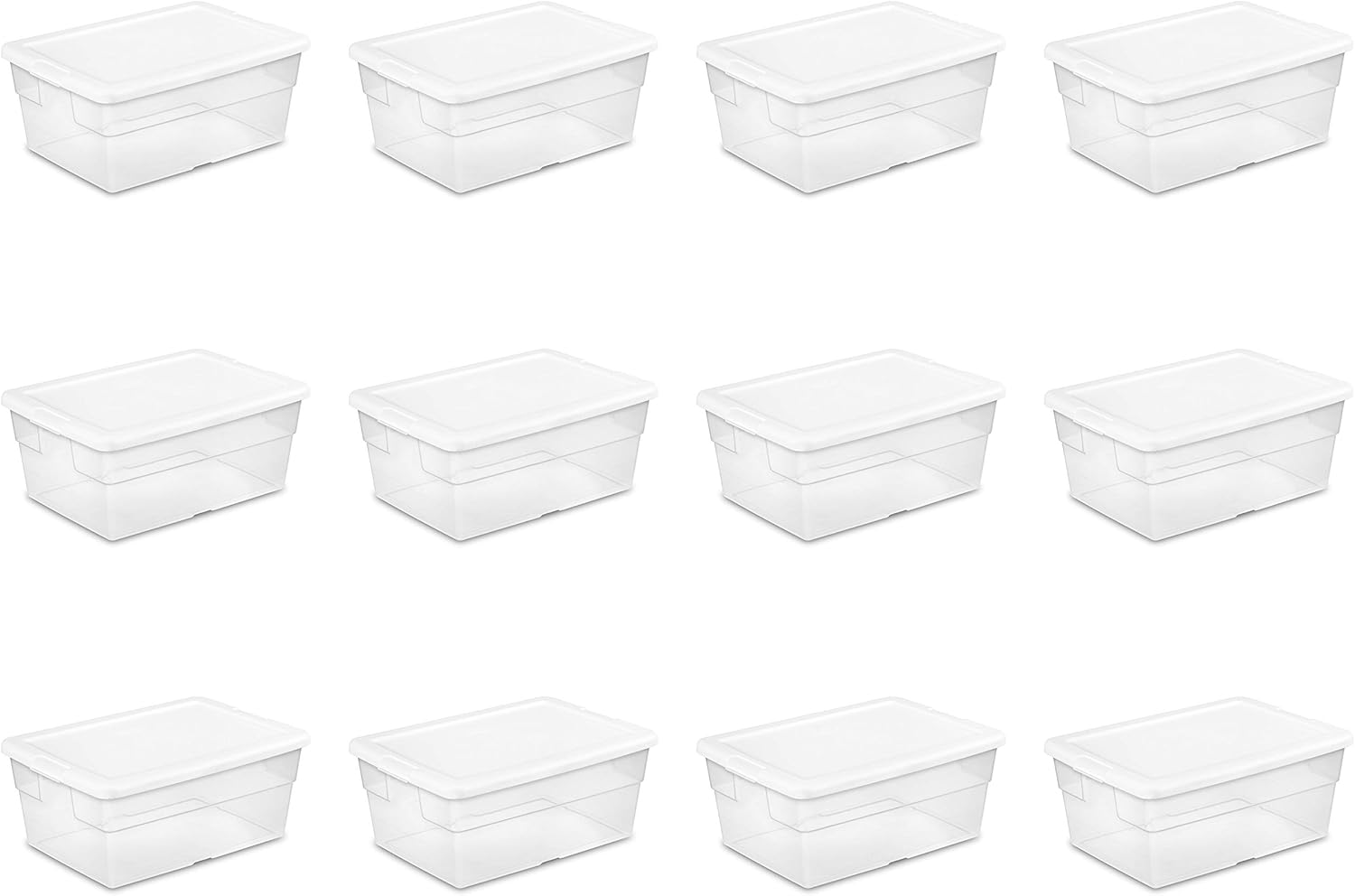 Sterilite 16668004 90 Quart/85 Liter Storage Box, Clear with a White Lid, 4-Pack Pack of 2