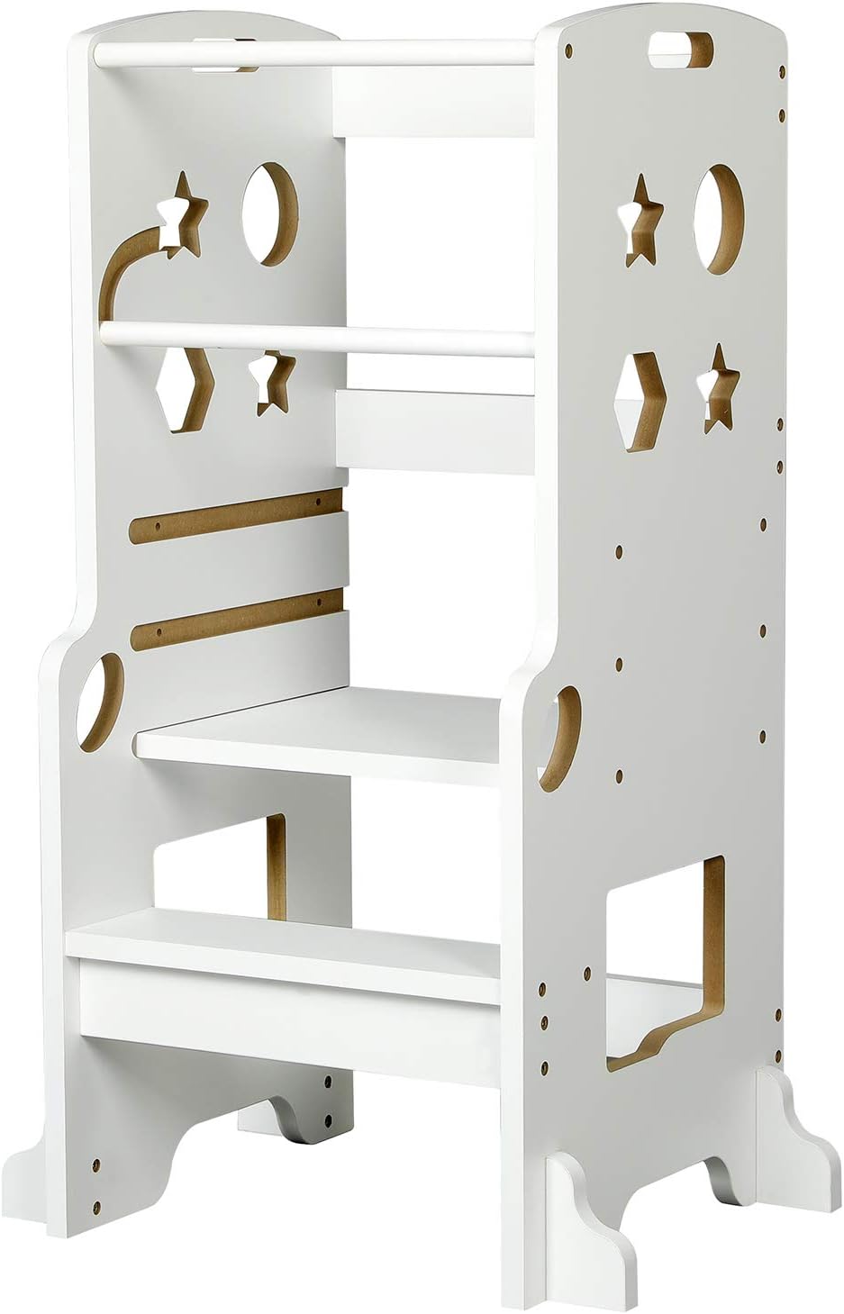 ADORNEVE Kitchen Stool for Kids Height Adjustable Toddler Kitchen Stool,Kitchen Step for Toddler,White Pack of 2