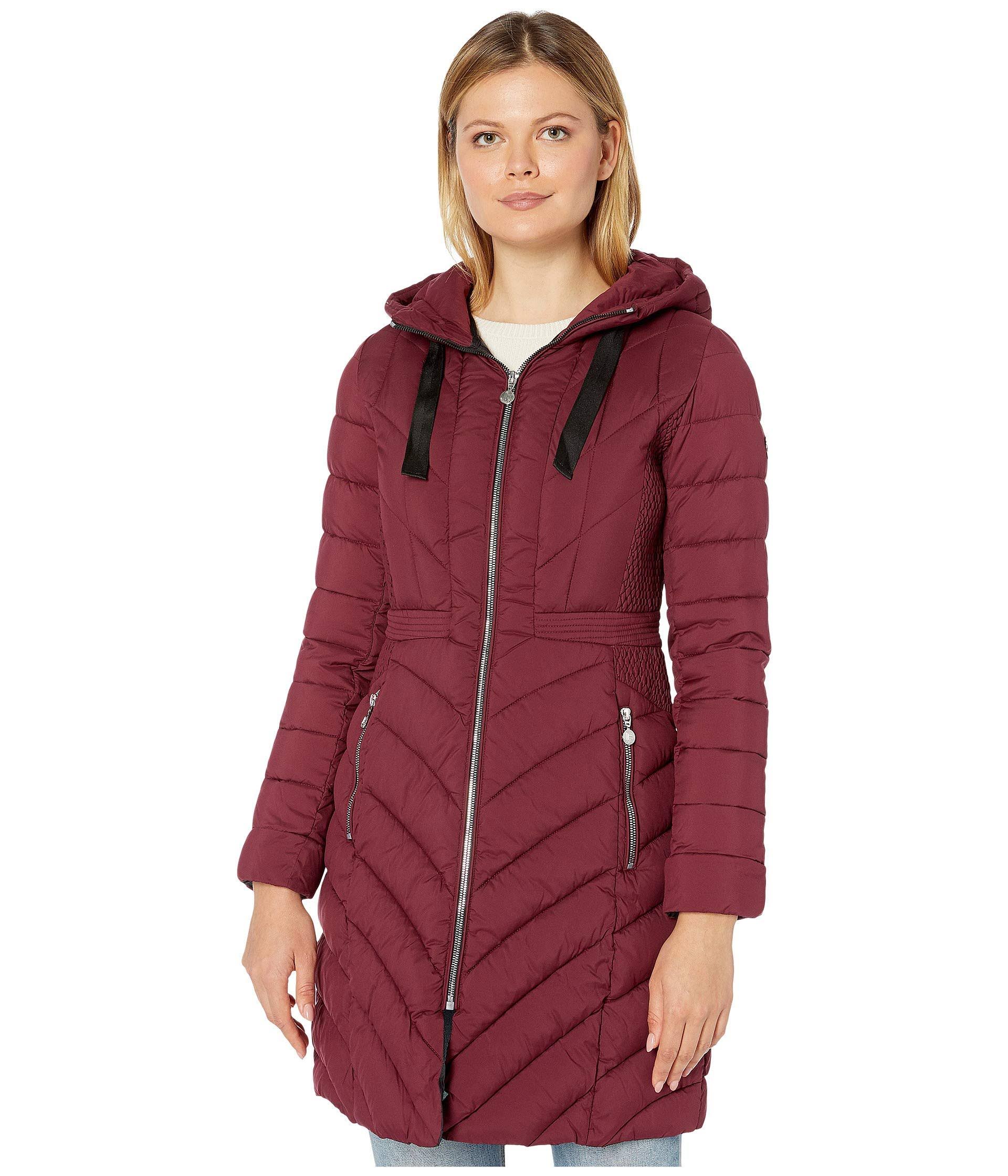 Bernardo Hooded Packable Puffer Coat - Berry Jam