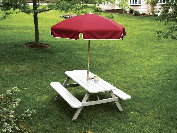 A u0026 L Furniture Yellow Pine Picnic Table with Attached Benches