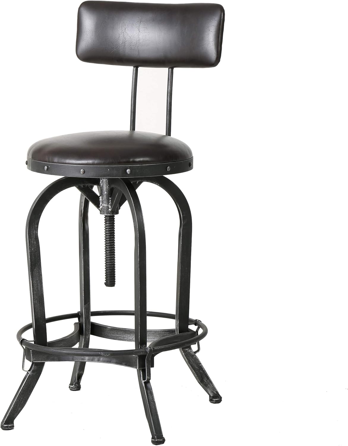 Christopher Knight Home Vlippu Leather Barstool with Backrest, Brown