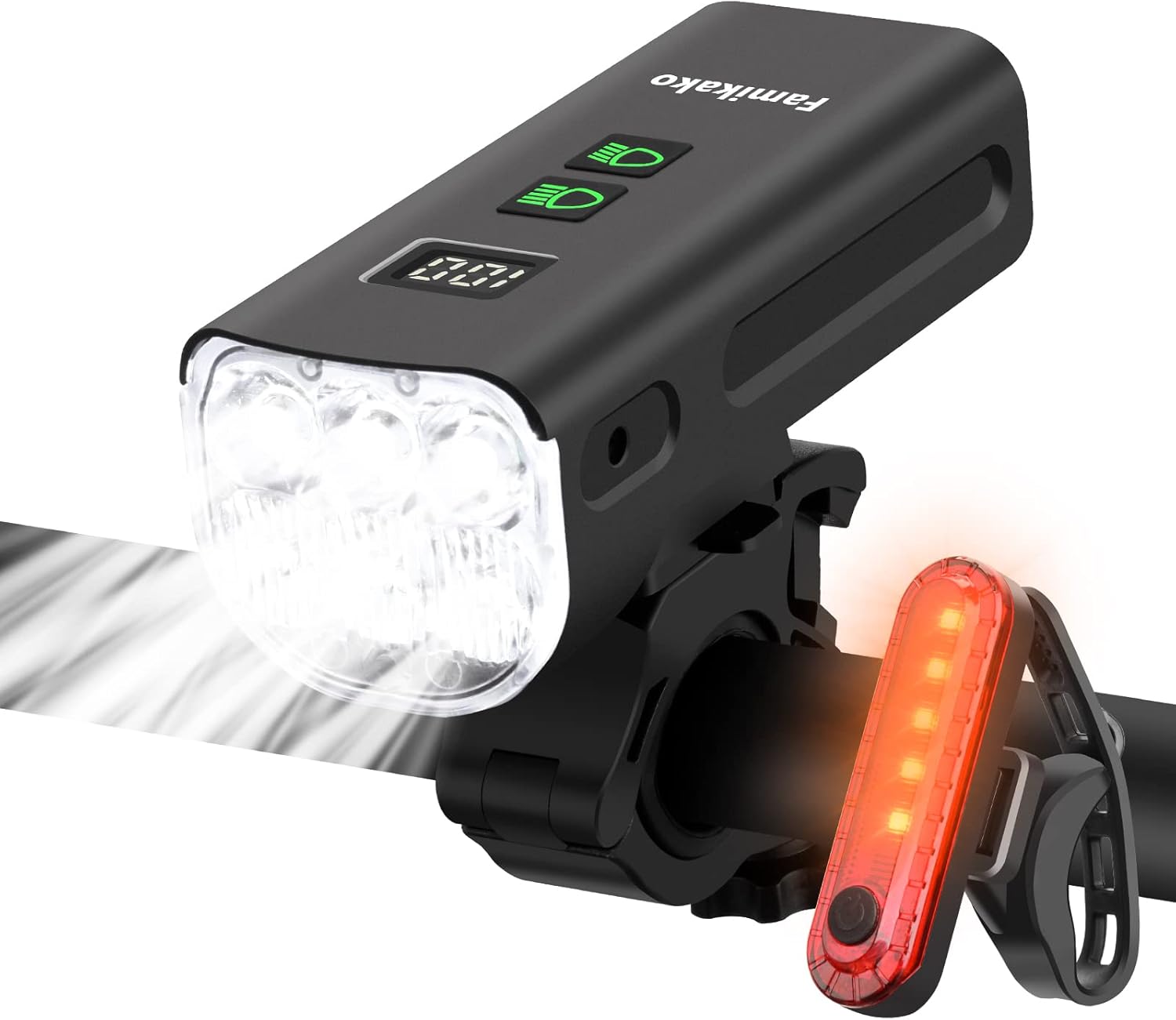 Famikako Bike Lights Front and Back - Extra Bright 6*T6 LED Bicycle Light Set - 6200 mAh Bike Headlight, Tail Light - USB Rechargeable Cycling Lights - Waterproof Road, Mountain Bike Safety Light Kit