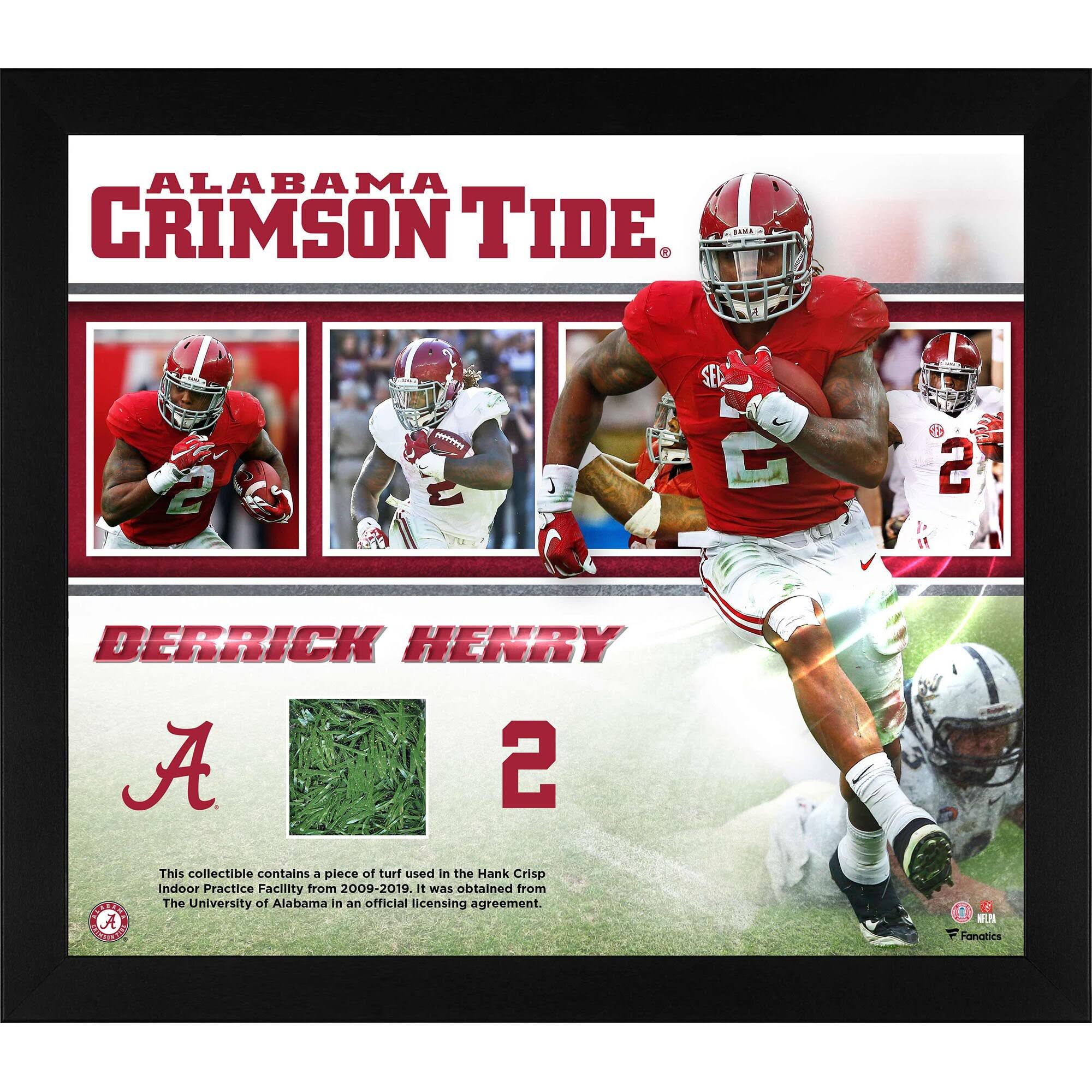 Fanatics Authentic Derrick Henry Alabama Crimson Tide Framed 15x22 x 17x22 Collage with A Piece of Indoor Practice Turf