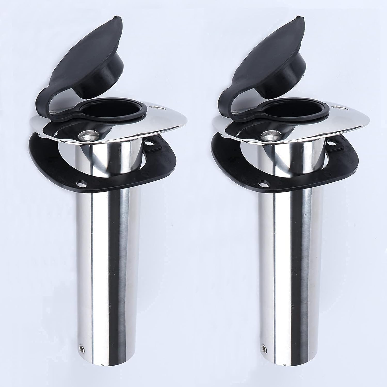 Pebbly Beach Pair Casting 90 Degree Boat Fishing Rod Holders for Yacht Kayak Flush Mount 9 Inch Fishing Pole Holder Marine 316 Stainless Steel Pack of 2