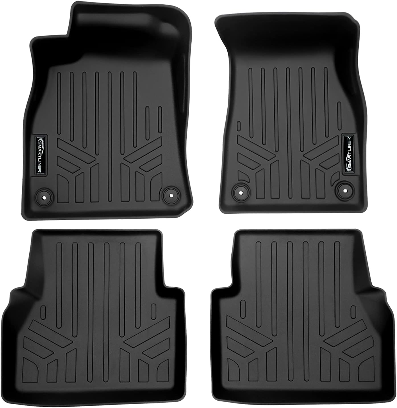 SMARTLINER All Weather Custom Fit Black 2 Row Floor Mat Liner Set Compatible with 2019-2023 Audi A6/S6/A7/S7