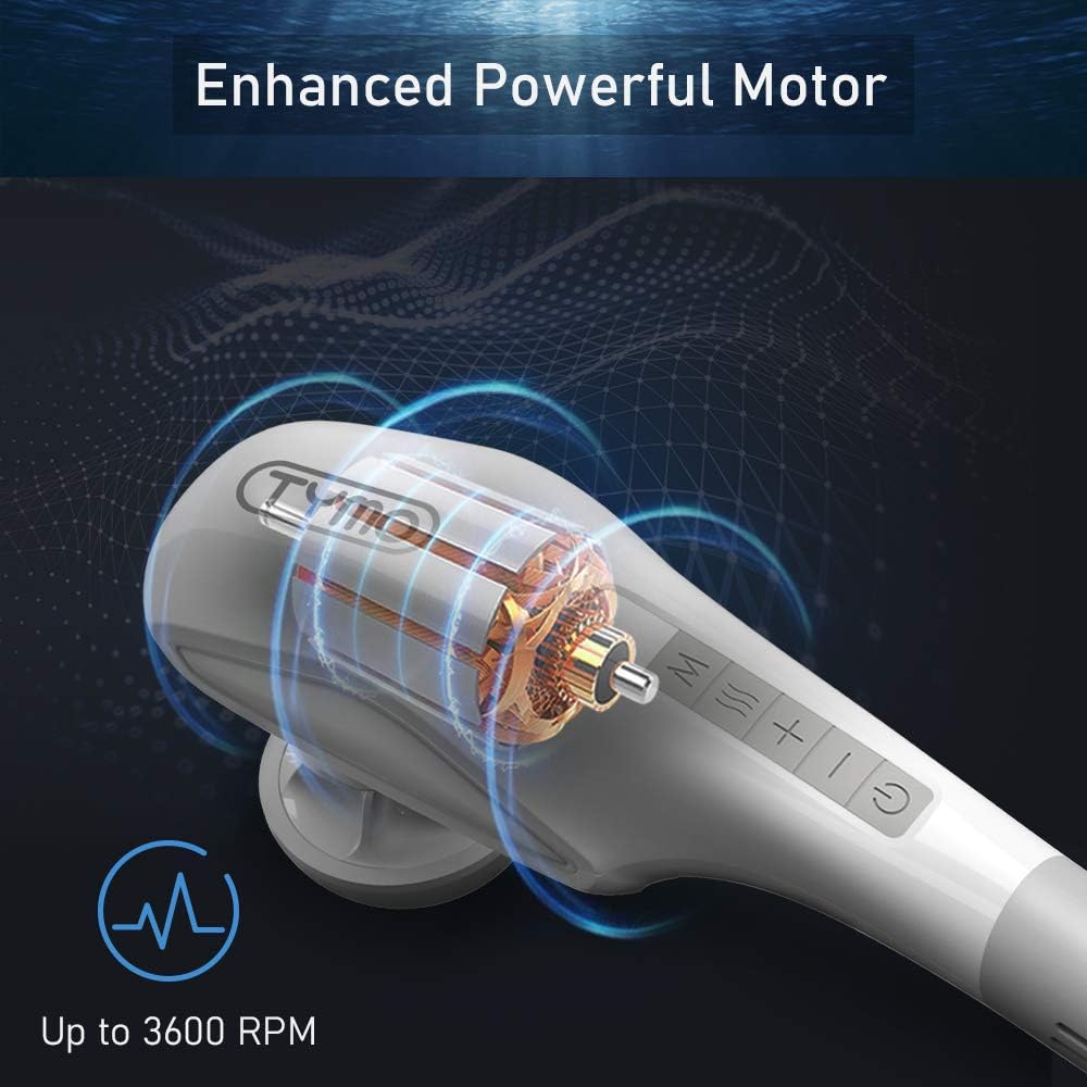 TYMO Handheld Back Massager - Handheld Massager with Heat, Powerful Deep Tissue Massager with 5 Soft Nodes, Cordless Percussion Muscle Massagers for Neck and Back Pain Relief at Home & Office Pack of 2