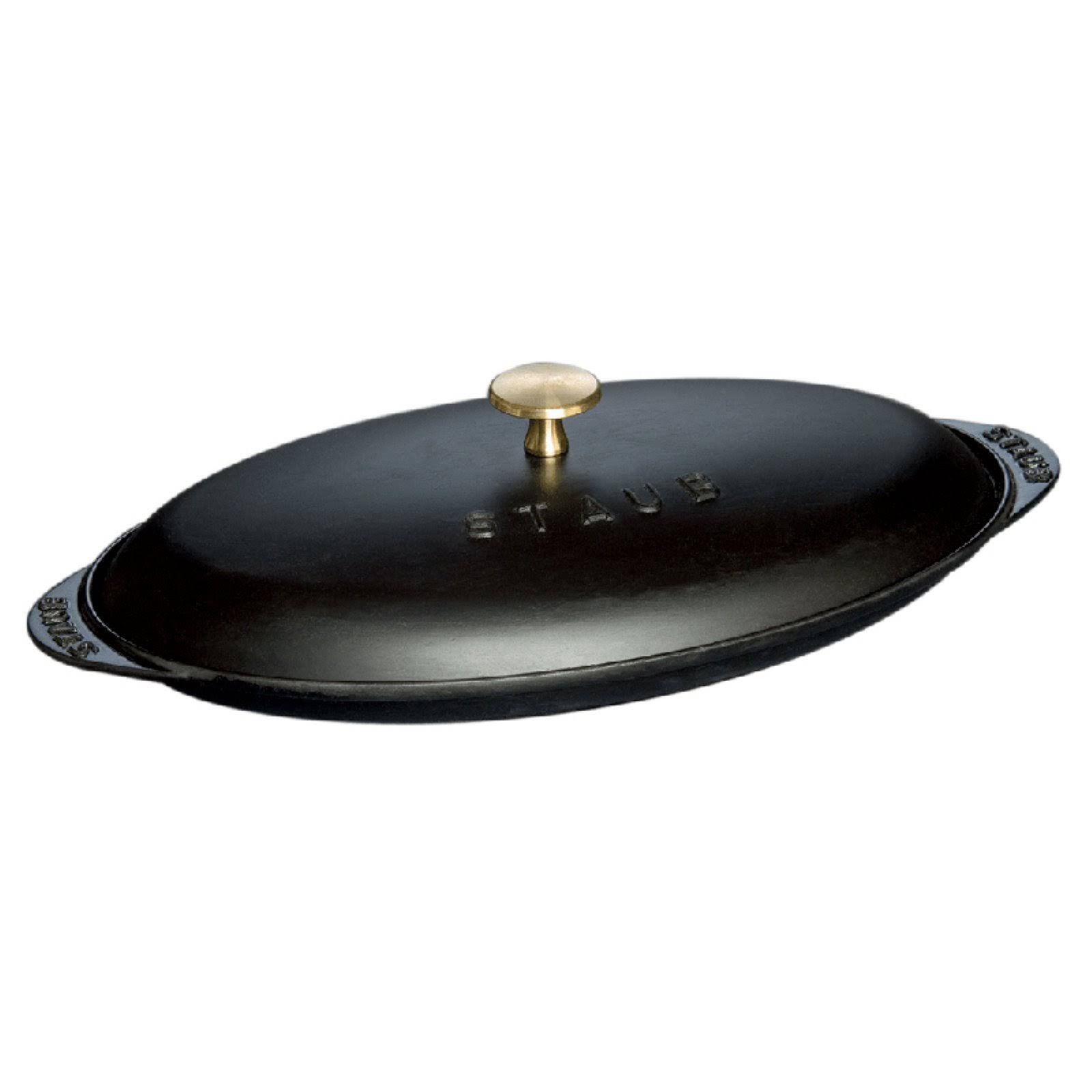 Staub Cast Iron 14.5x22 Covered Fish Pan, Black Matte