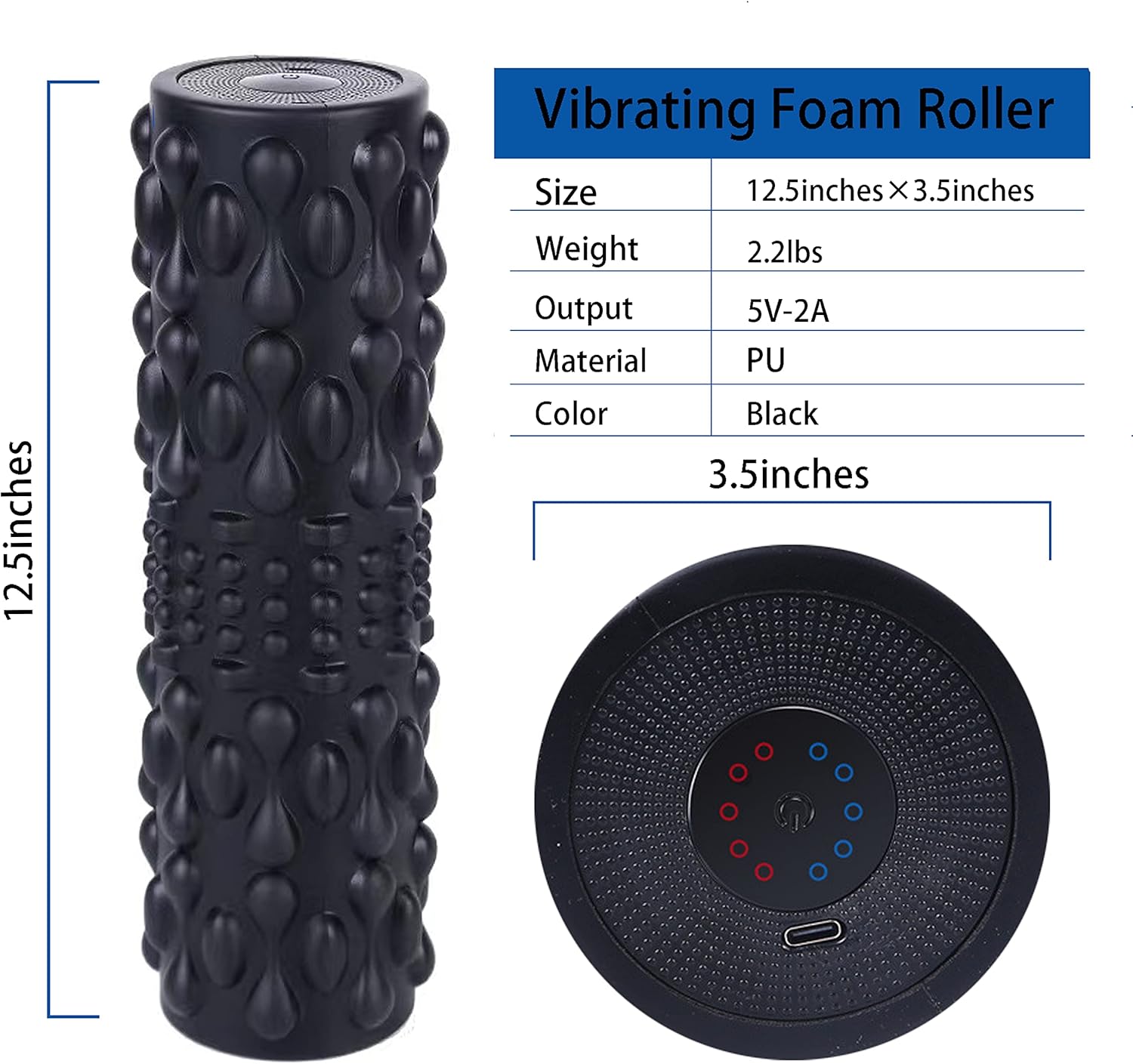 YAKADE Vibrating Foam Roller - 5 Speed Electric Foam Roller, Post-Workout Relax. Pack of 2