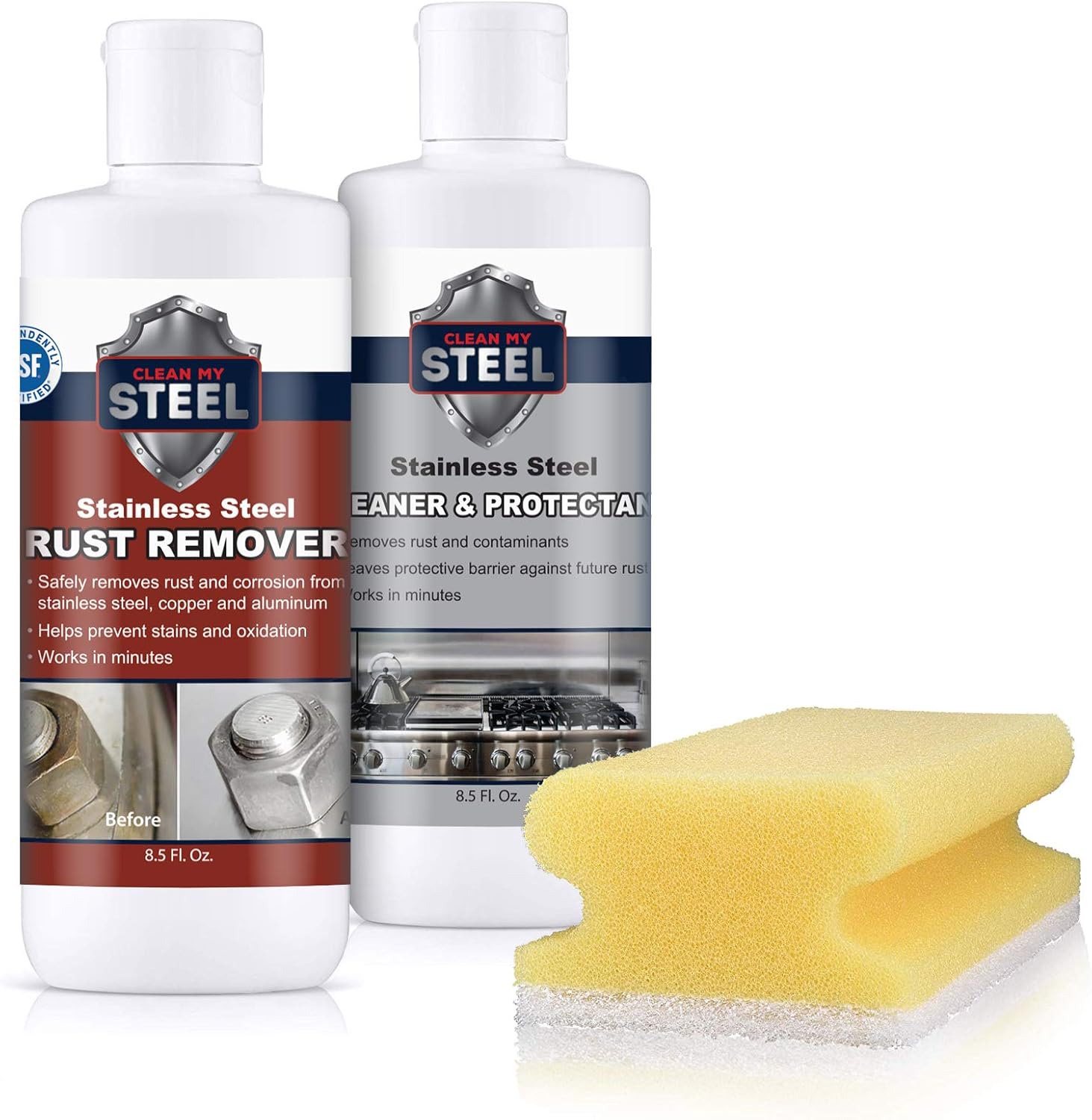 Innoshine B570 Stainless Steel Rust Remover and Innocare B580 Cleaner 9 ounces each Pack of 2