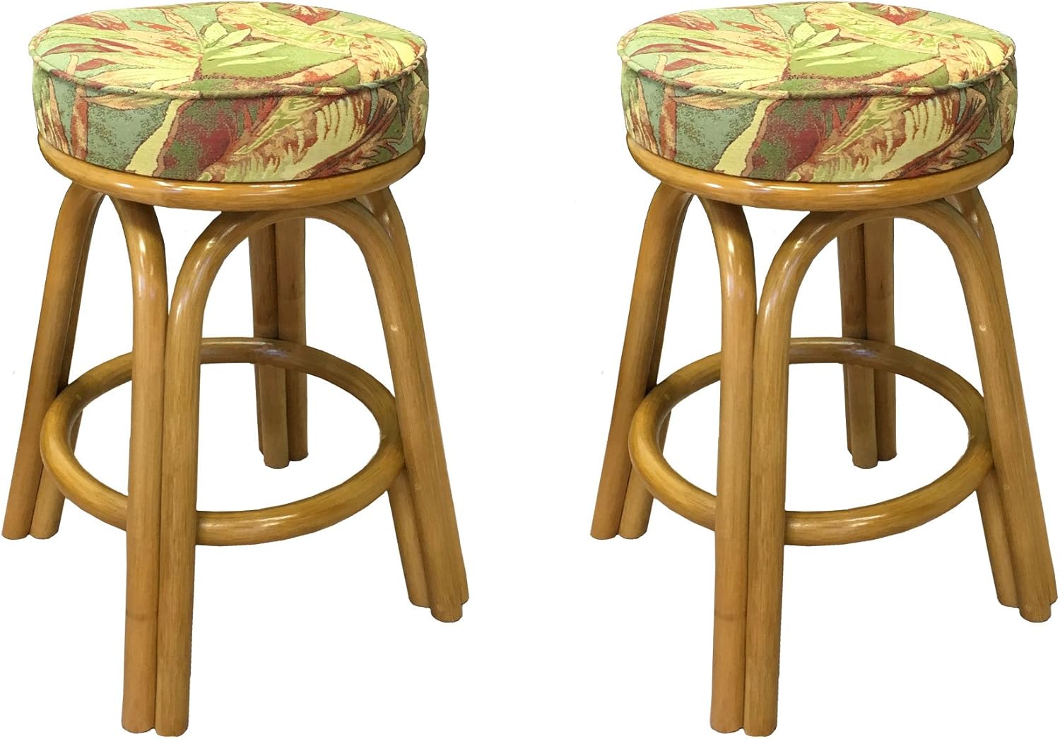 Assembled in USA Rattan Backless Bar & Counter Stools (Set of 2) (#4208H-PJ) (26
