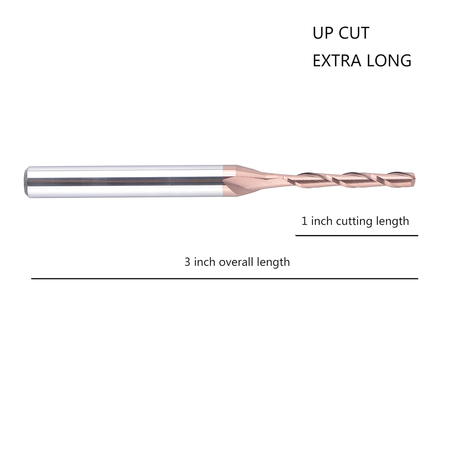 SYT Spiral Router Bit 1/8 inch Extra Long CNC Router Bit with 1/4 inch Shank for Woodwork Engraving Carving 2D Flush Trimming MDF Plywood Pack of 2