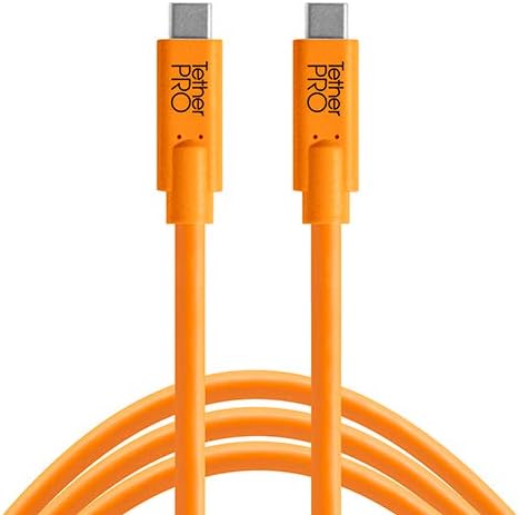TetherPro USB-C to USB-C 15' (4.6m), High-Visibility Orange Pack of 2