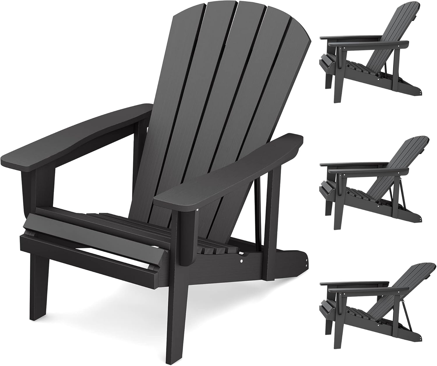 SERWALL Adirondack Chair, Adjustable Backrest Adirondack Chair - Brown