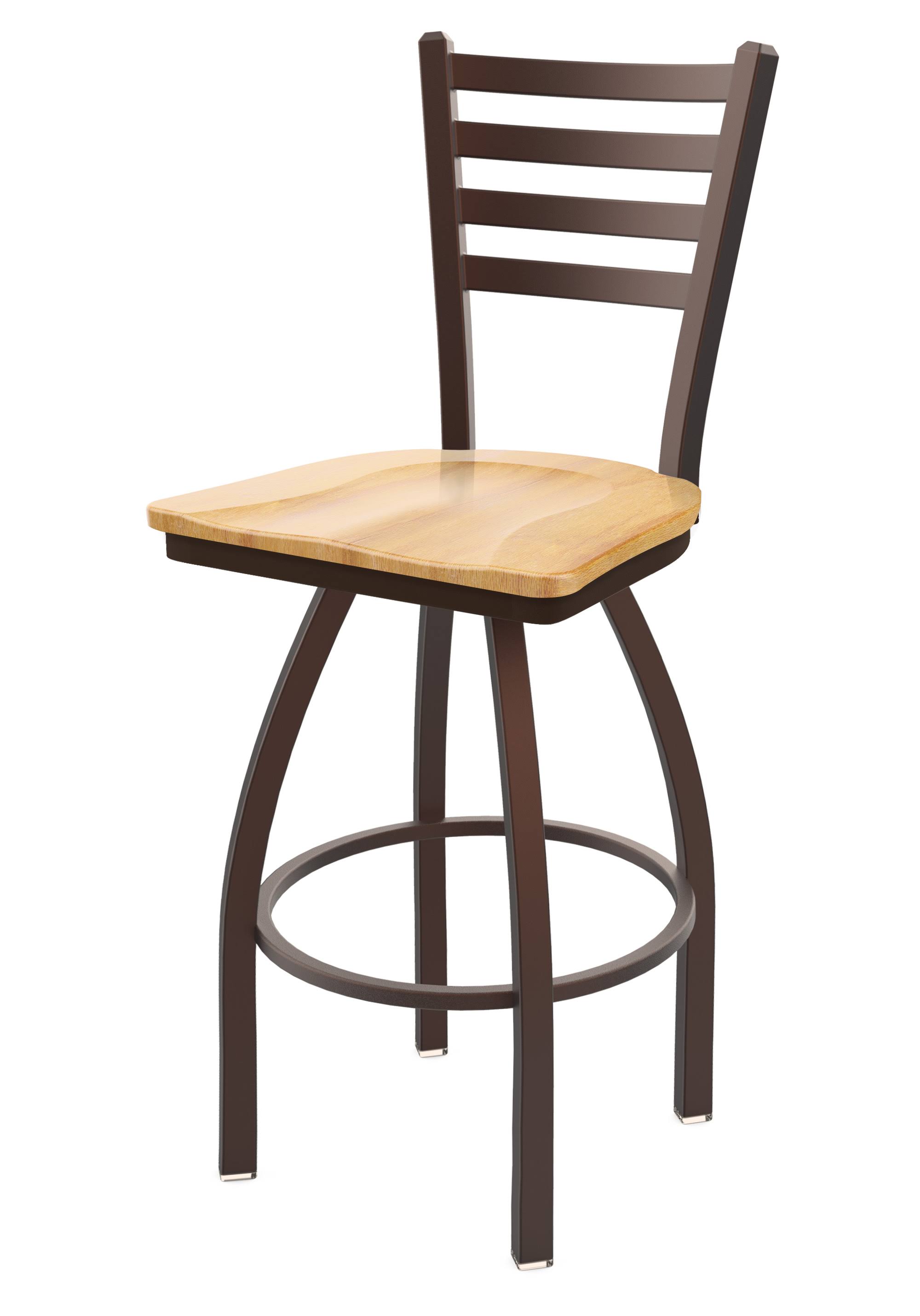 411 Jackie 30 inch Low Back Swivel Bar Stool with Bronze Finish and Natural Maple Seat