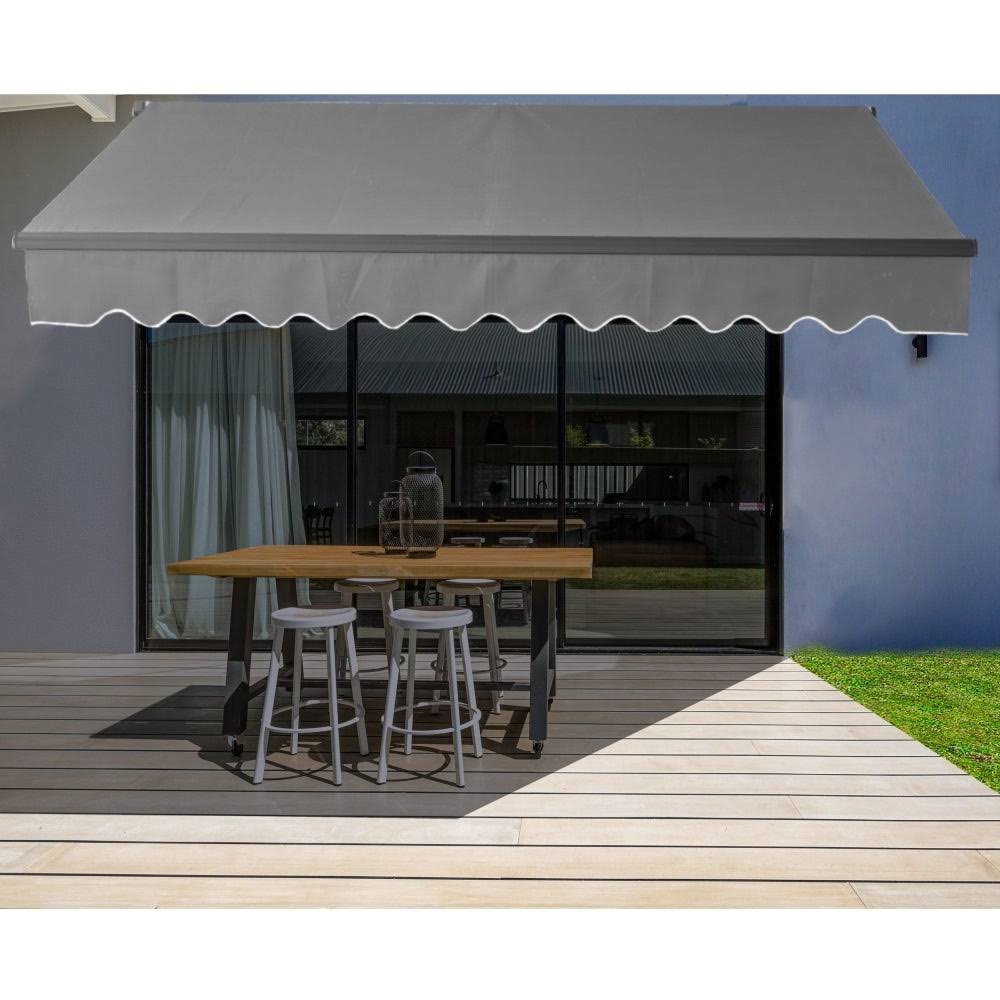 Aleko ABM16X10GY80 Motorized Retractable Black Frame Patio Awning 16 x 10 Feet (Gray)