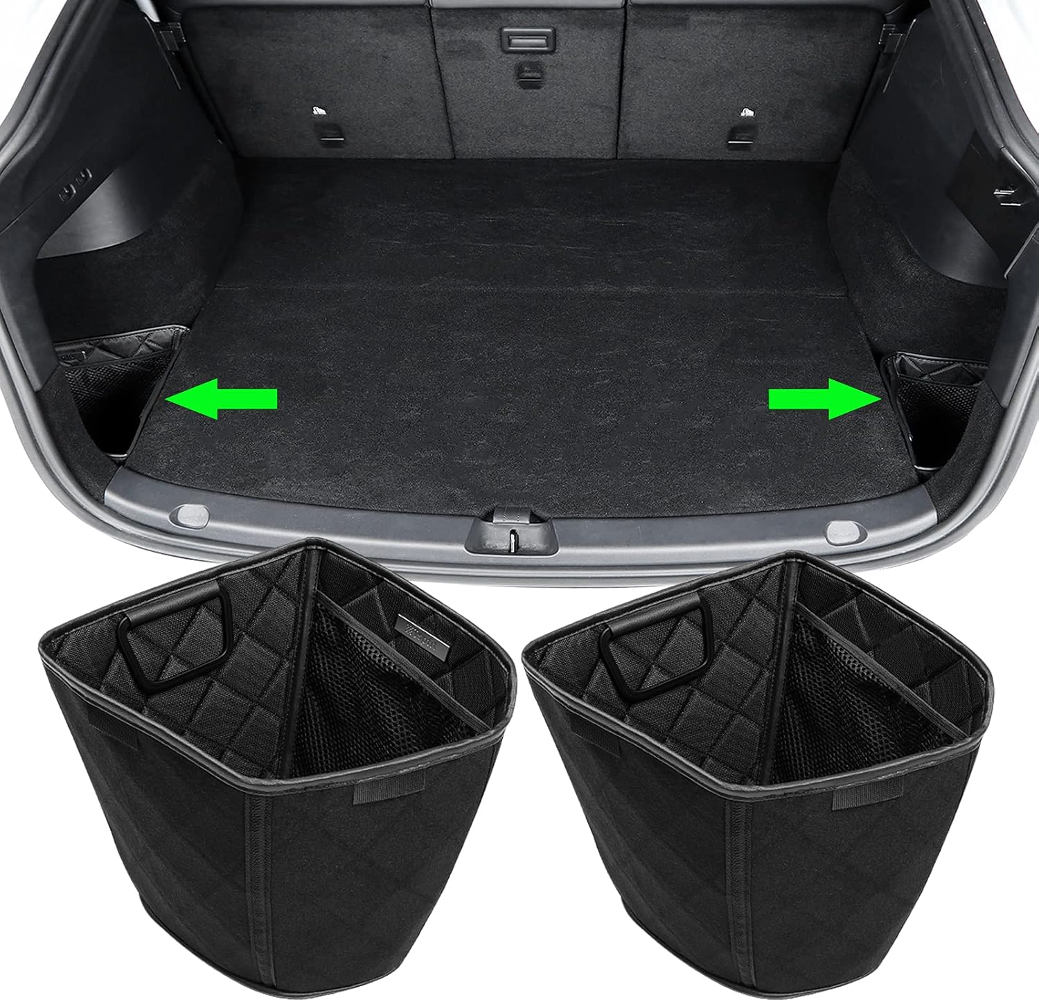 LMZX Tesla Model Y/3 Trunk Side Storage Organizer Bins Protector Pocket for Tesla Model Y 2020 2021 Model 3 2021 Accessories Pack of 2