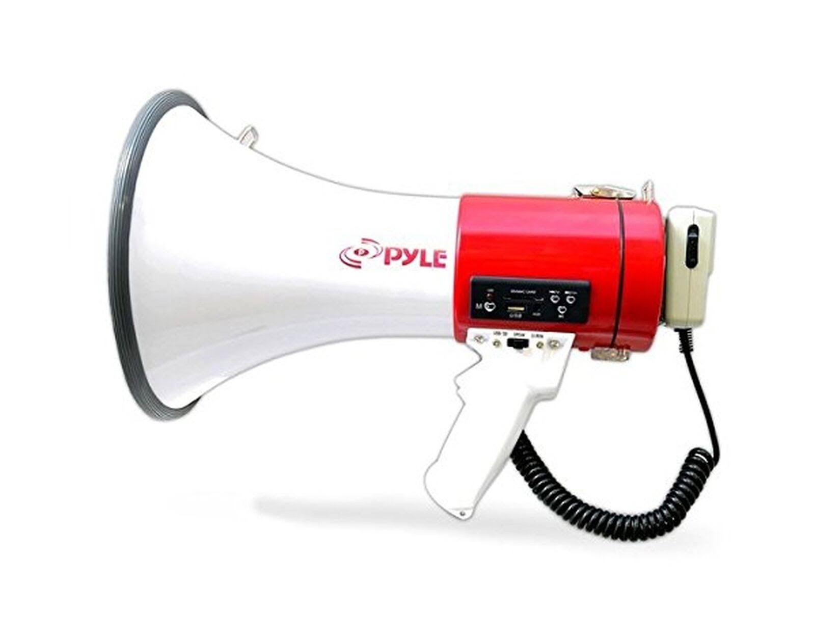 Pyle Megaphone 50-Watt Siren Bullhorn - Bullhorn Speaker w/Detachable Microphone
