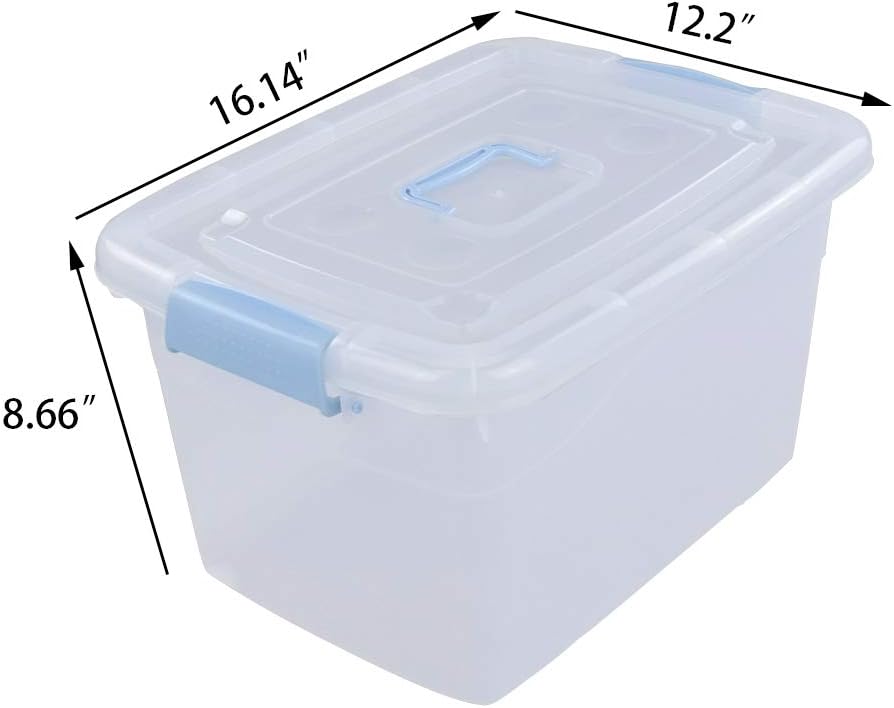 Ponpong 22 L Large Plastic Storage Box, Clear Plastic Latch Box Pack of 2