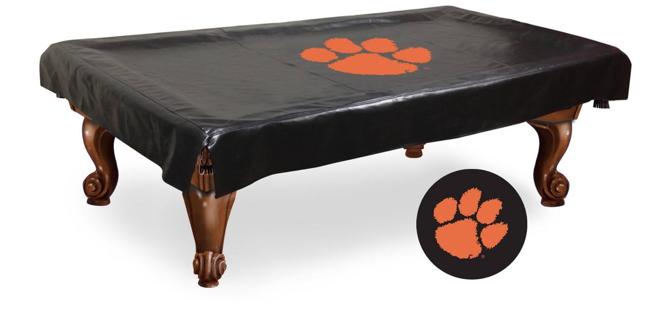 Clemson Tigers HBS Black Vinyl Billiard Pool Table Cover (88x22x50x22x12x22)