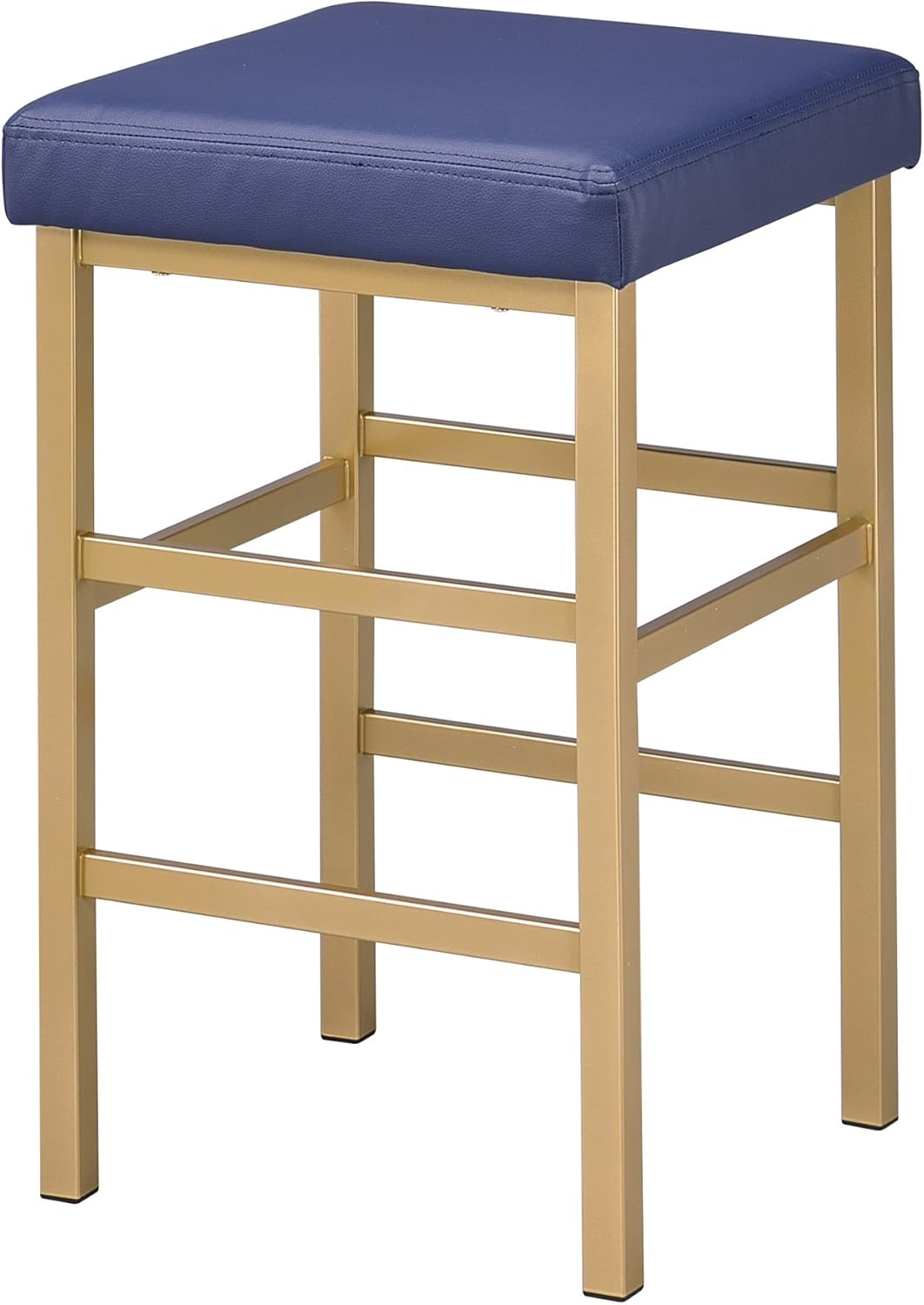 OSP Home Furnishings Backless Stool with Gold Frame, 26-Inch, Blue