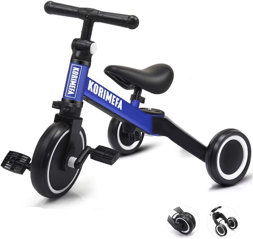 KORIMEFA 3 in 1 Kids Tricycle for 2 Year Old Trike Toddlers Bikes 2 3 Years Old Girl boy Kids Balance Bike 10 Month -2 Year Old 3 Wheel Kids Trike Infant Trike Pack of 2