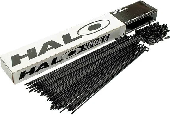 Halo Ed Plain Gauge Spokes 14g Black with Nipples