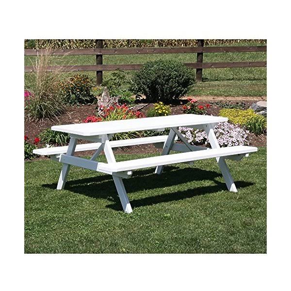 A u0026 L Furniture Yellow Pine Picnic Table with Attached Benches