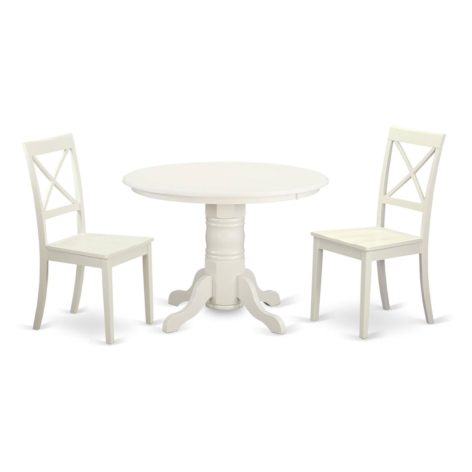 East West Furniture Shelton 3 Piece Crossback Dining Table Set