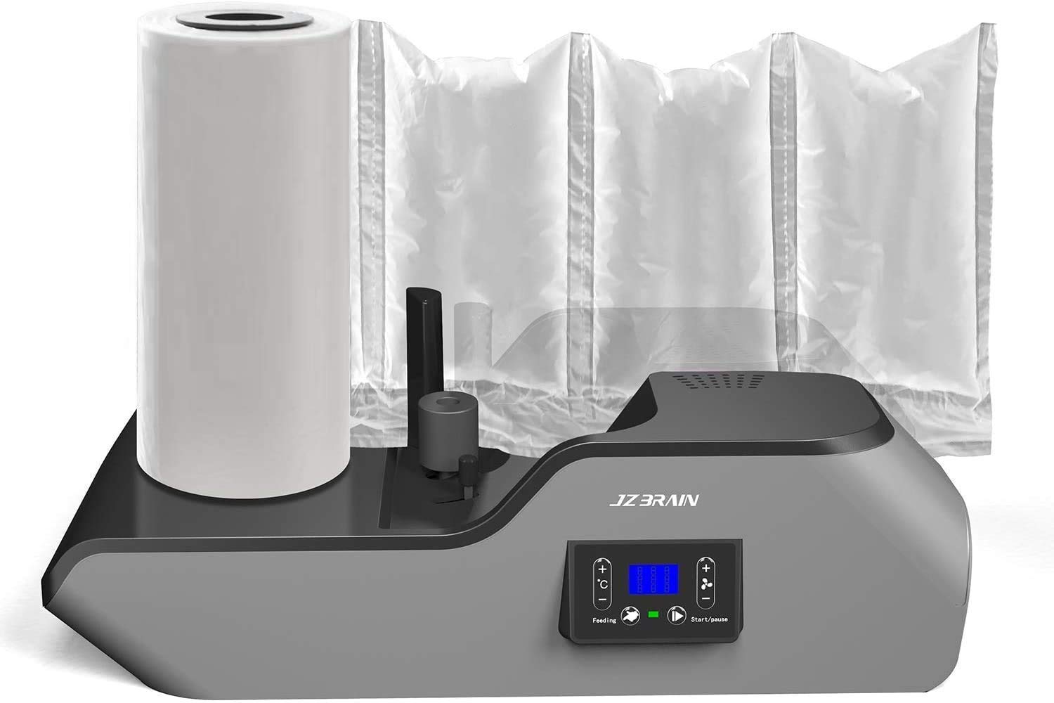 JZBRAIN 056C Air Pillow Machine Air Cushion Machine Sealing Speed 6.0-7.2m/min Air Pillow Maker Heating Up in 2 Minutes Air Bubble Making Machine + 100m Free Test Air Cushion Film