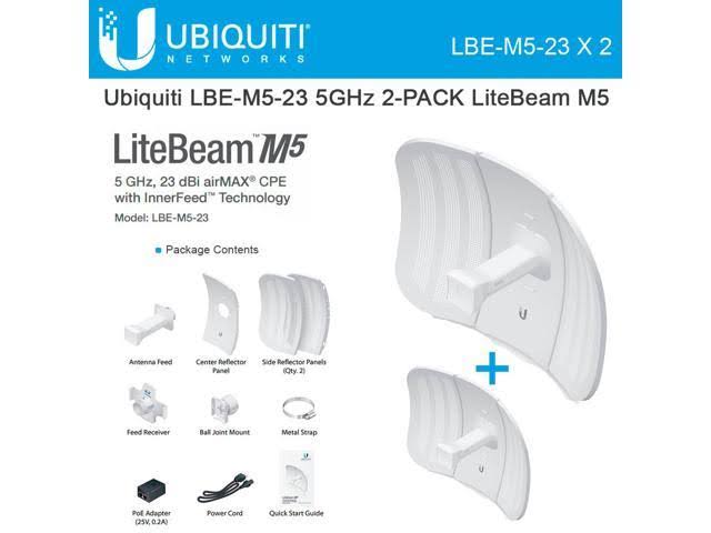 Ubiquiti LBE-M5-23 5GHz 2-Pack LiteBeam M5 23dBi Outdoor Airmax CPE Up