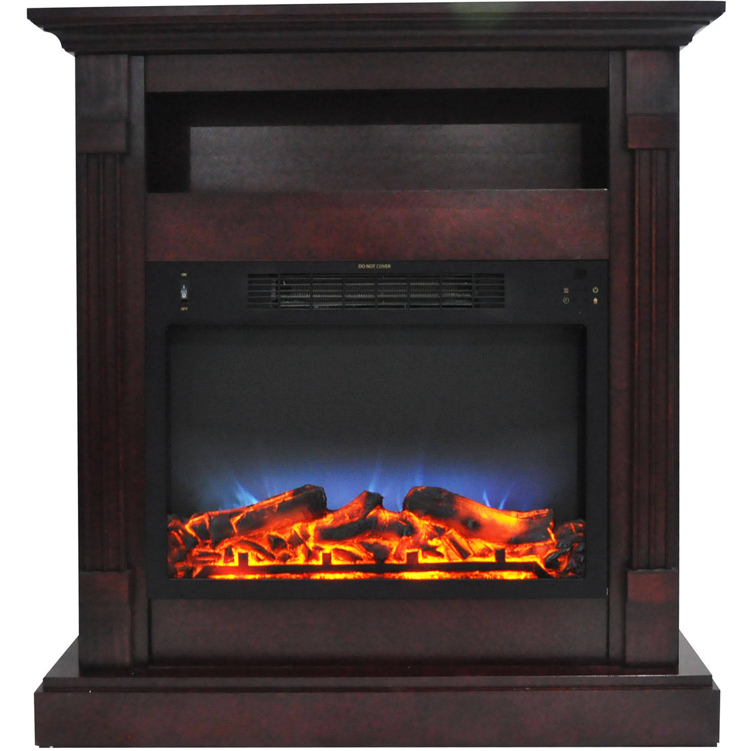 Cambridge Sienna 34 in. Electric Fireplace with Multi-Color LED Insert and Mahogany (Brown) Mantel (CAM3437-1MAHLED)