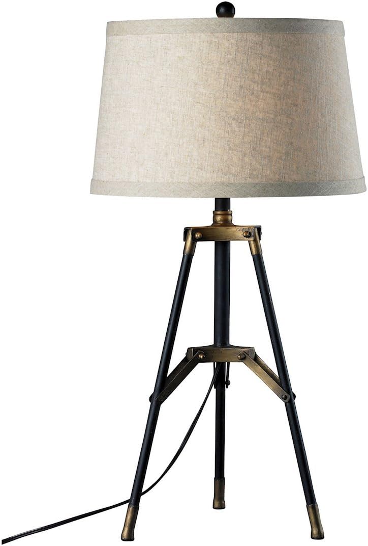 Elk Lighting D309-LED Functional Tripod LED Table Lamp, Aged Gold, Restoration Black
