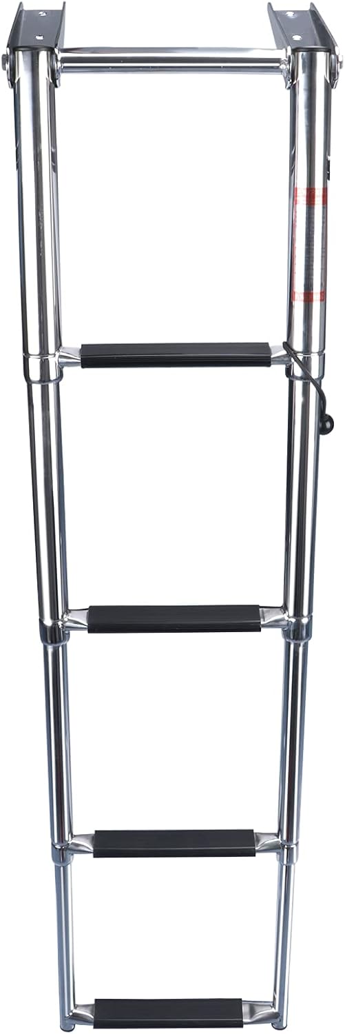 Boat Boarding Ladder with Built in Handle 4 Step Stainless Steel Telescoping Folding Ladder for Marine Pontoon Ladder Pack of 2