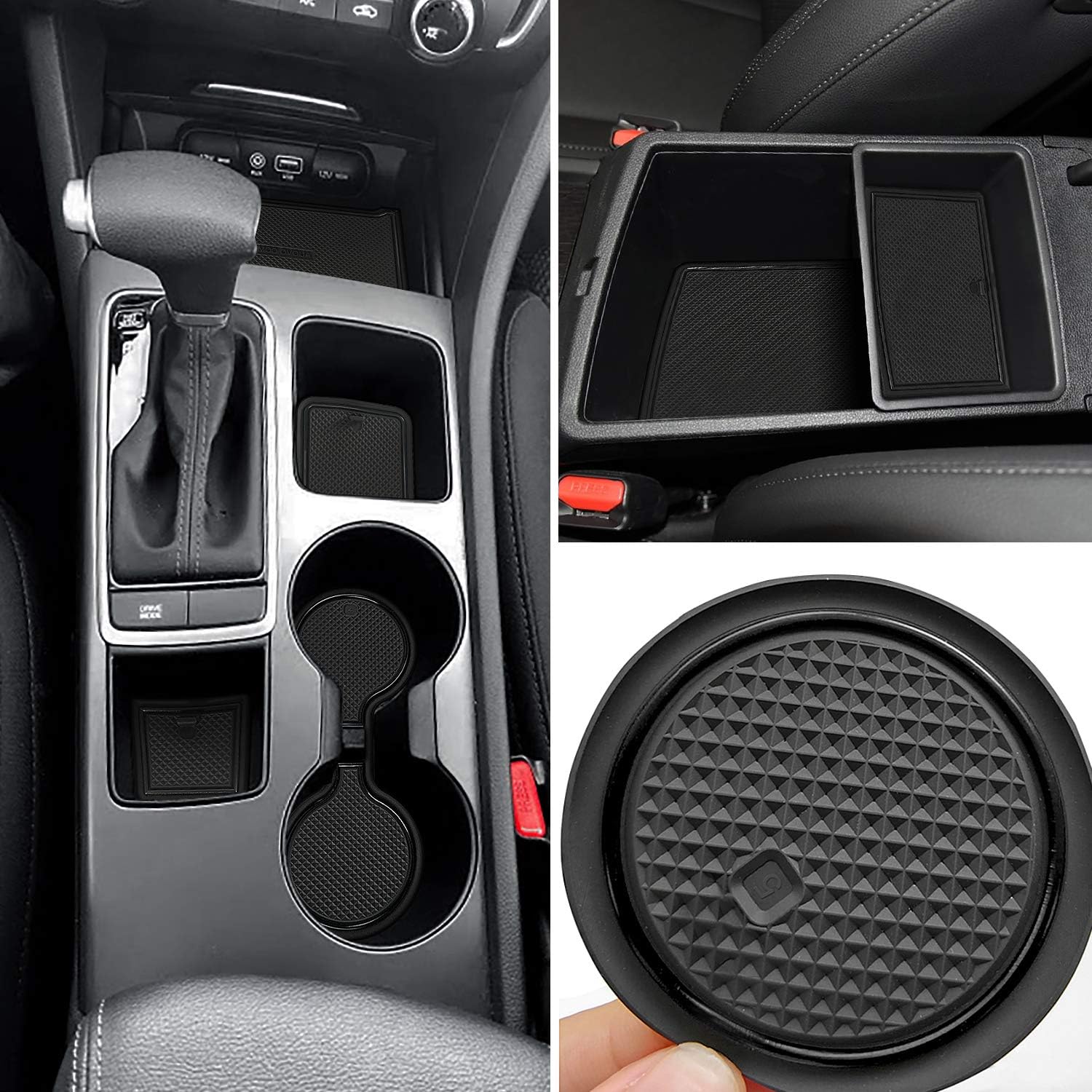 auovo Anti-dust Mats for kia Optima k5 Accessories 2016-2020 Car Cup Holder Inserts,Center Console Liner,Door Pocket Liner Mat Pad Rubber Premium Custom(16pcs/Set) (Red)