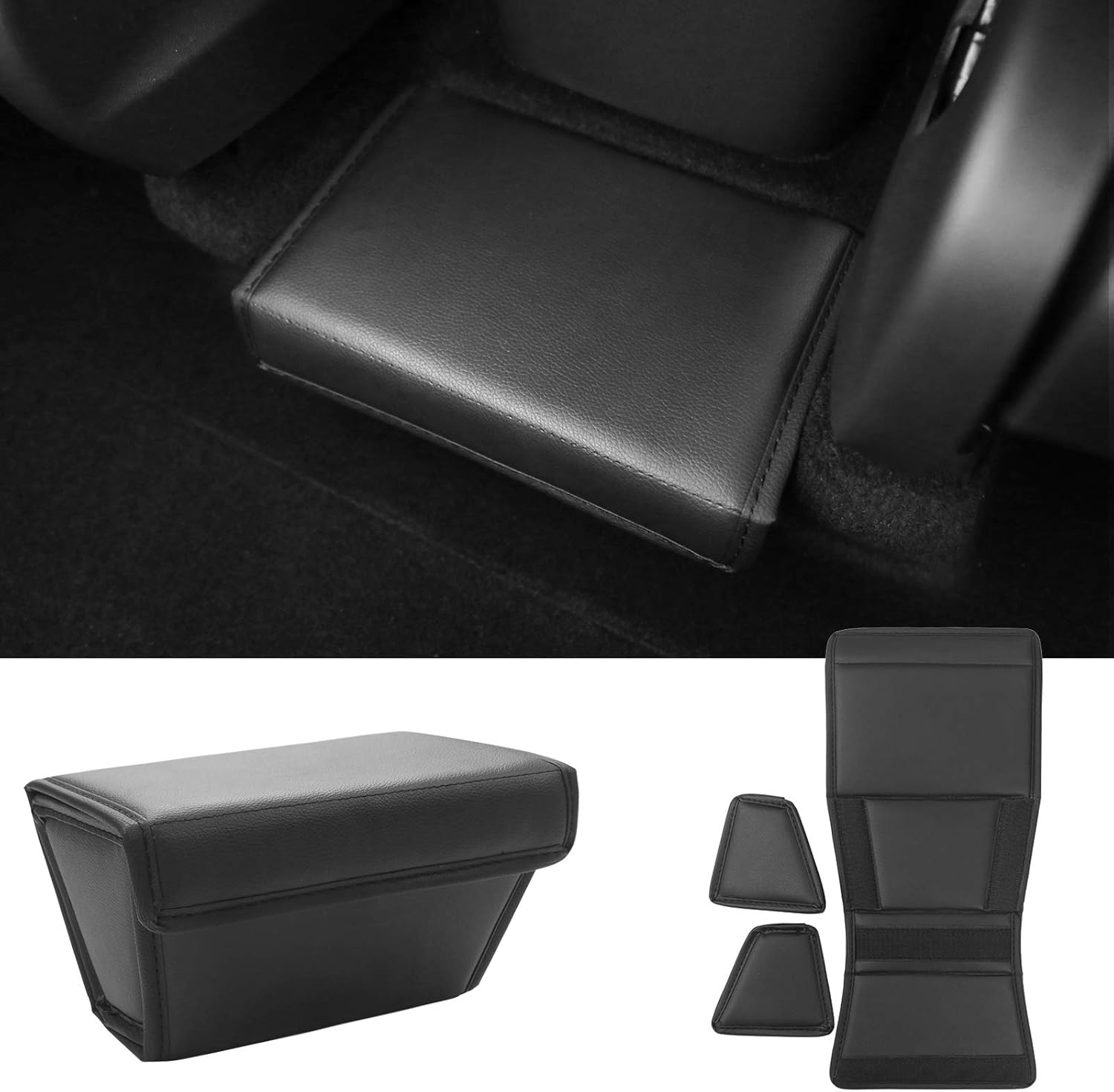 Bomely Fit Tesla Model Y Under Seat Storage Box Organizer Tray Rear Middle Folding Box For Tesla Model Y Accessories 2020 2021(Set of 3 Folding Boxes) Pack of 2