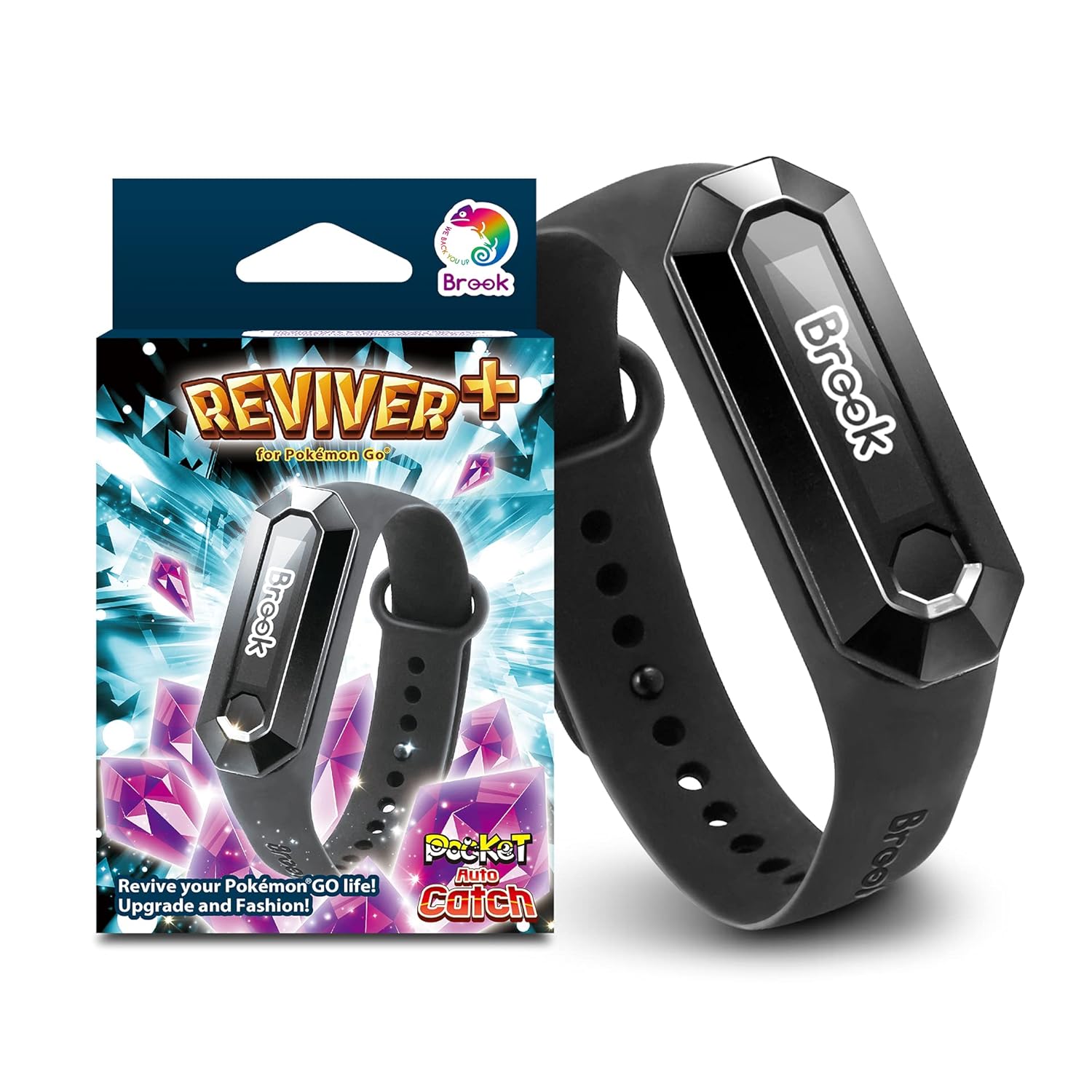 Brook Pocket Auto Catch Reviver Plus - Splendid Evolution, Auto Spin and Catching pocket monsters, Collecting Items, Wristband Bracelet Accessory, Reminder for Disconnection, Battery Capacity Display