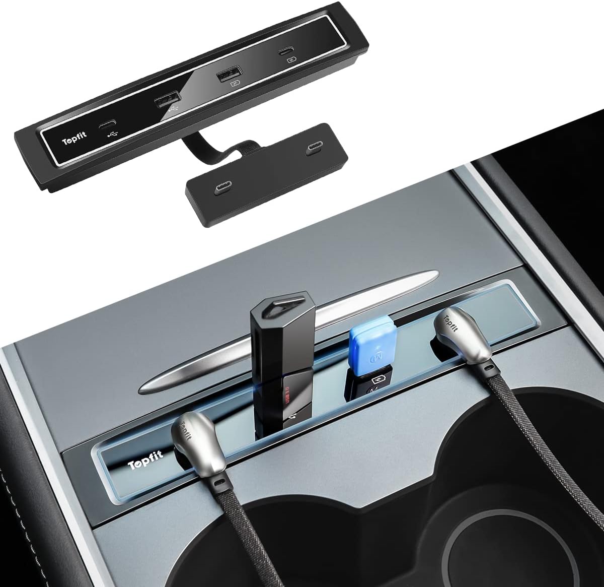 ThinSGO Tesla Model 3 Model Y Dynamic Power USB HUB Compatible Docking Station Pack of 2