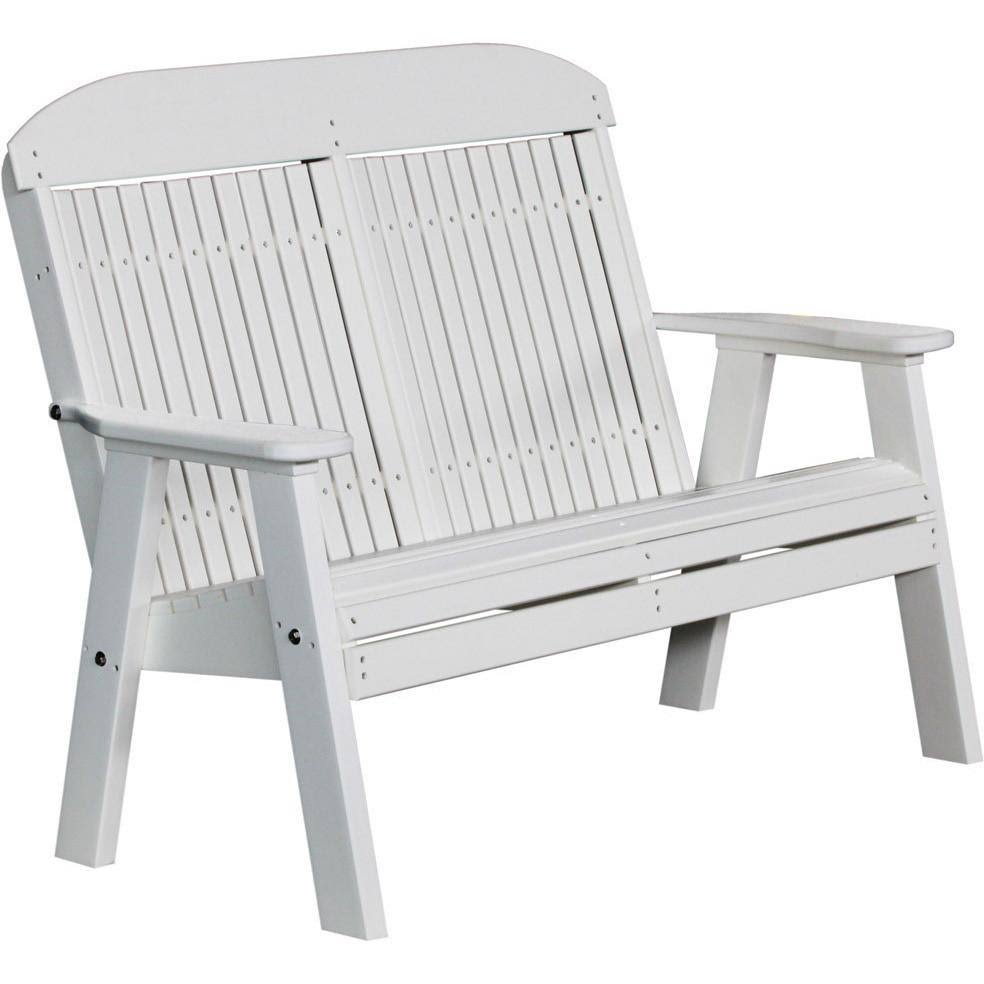 LuxCraft Classic Highback Recycled Plastic 4ft Bench - Weatherwood on Chestnut Brown